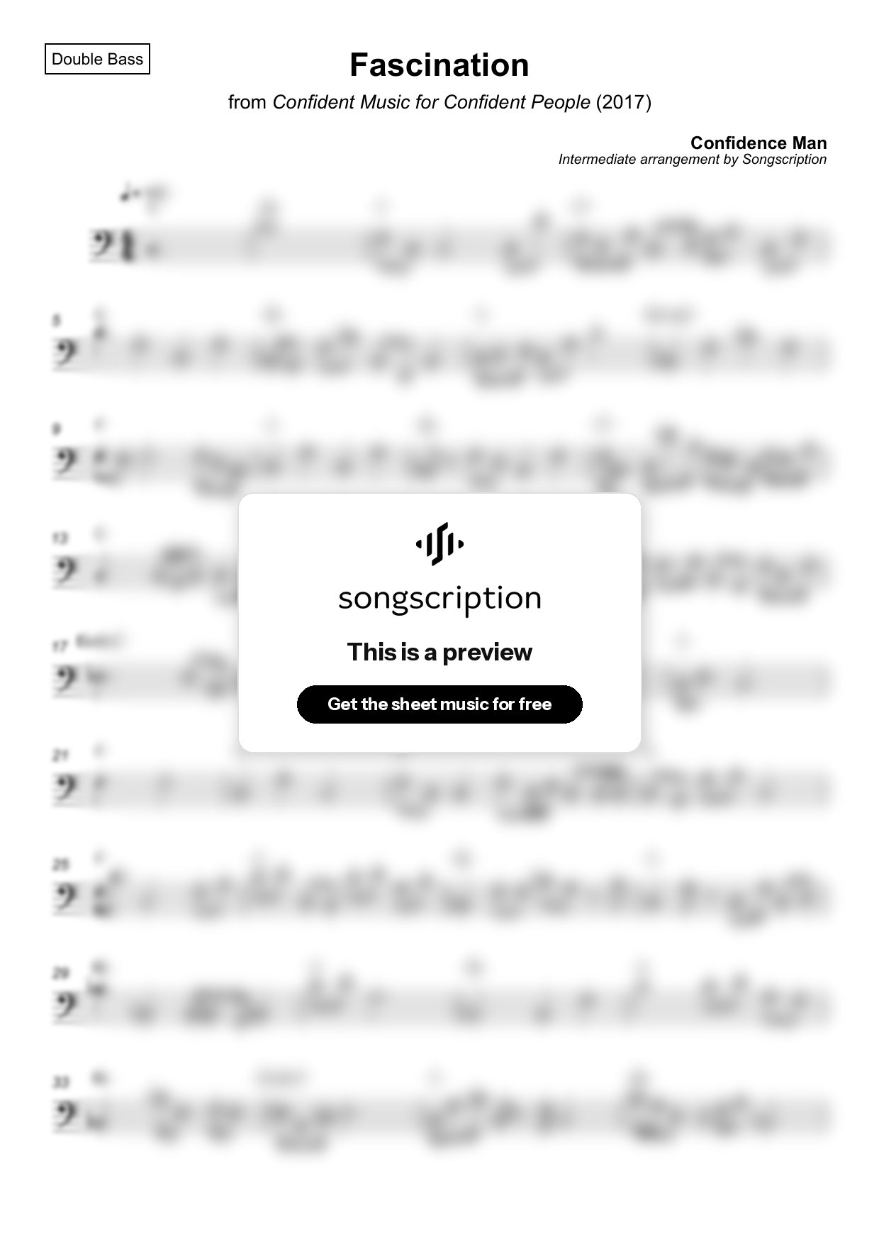 Intermediate Double Bass Sheet Music for "Fascination" by Confidence Man