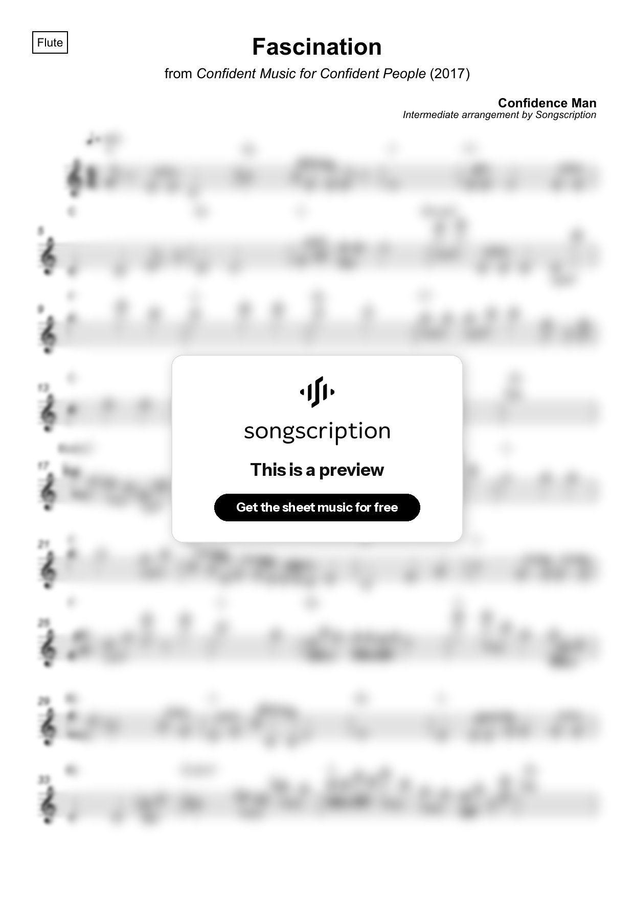 Intermediate Flute Sheet Music for "Fascination" by Confidence Man