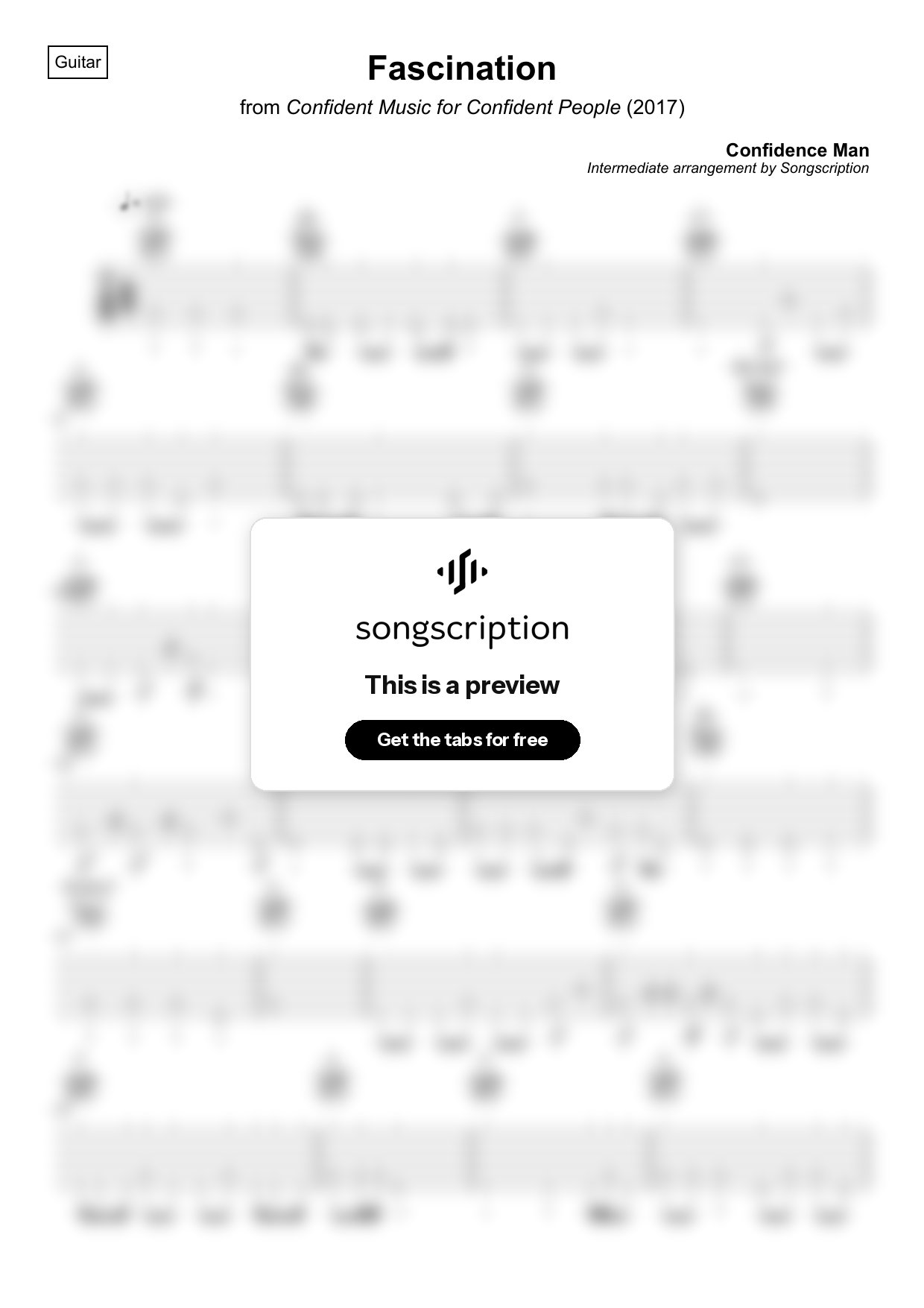 Intermediate Acoustic Guitar Tabs for "Fascination" by Confidence Man