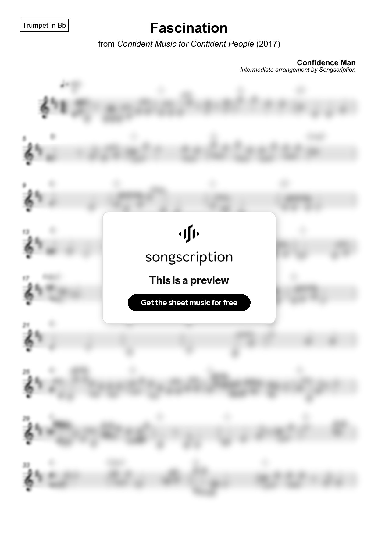 Intermediate Trumpet Sheet Music for "Fascination" by Confidence Man