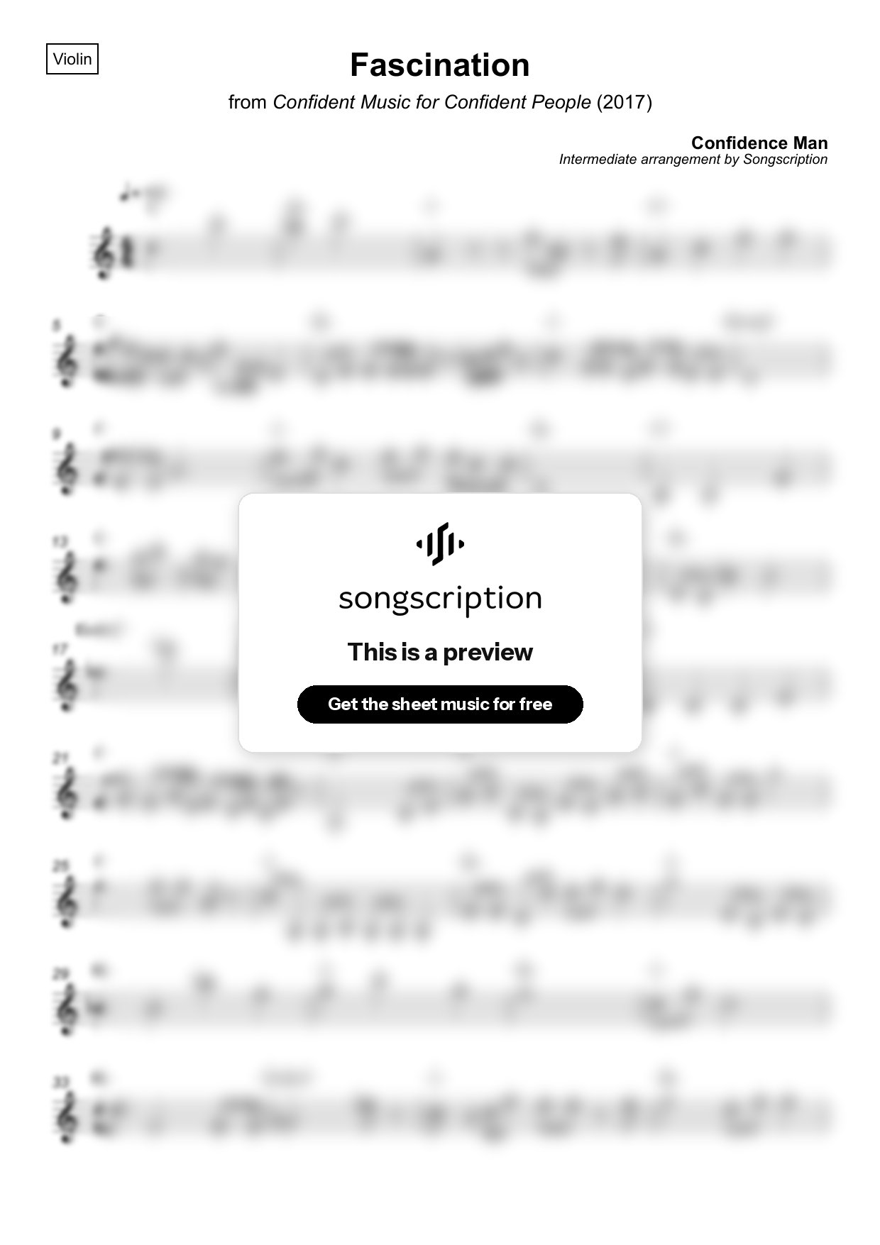 Intermediate Violin Sheet Music for "Fascination" by Confidence Man
