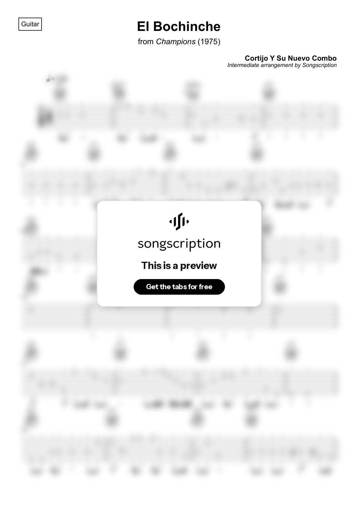 Intermediate Acoustic Guitar Tabs for "El Bochinche" by Cortijo Y Su Nuevo Combo
