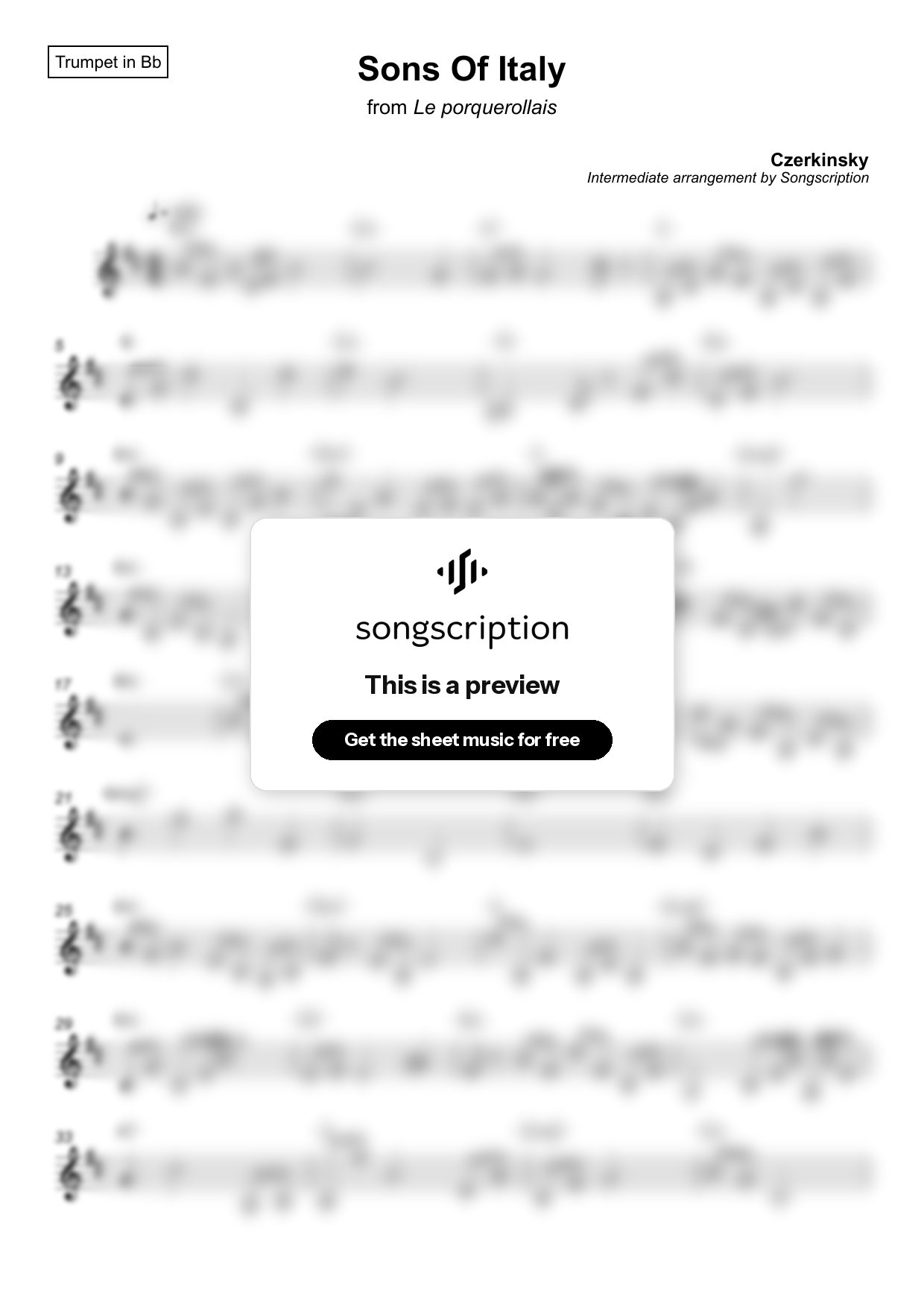 Intermediate Trumpet Sheet Music for "Sons Of Italy" by Czerkinsky