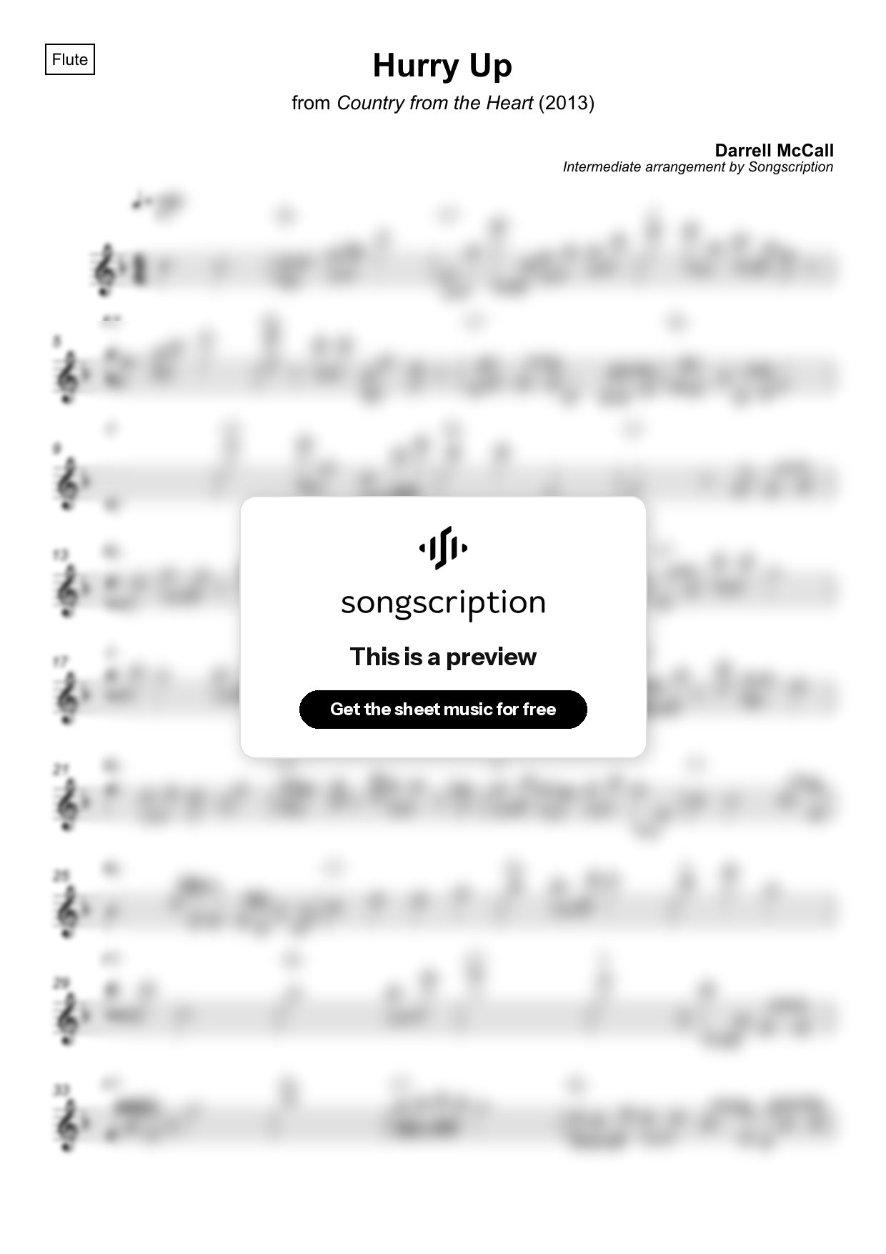 Intermediate Flute Sheet Music for "Hurry Up" by Darrell McCall