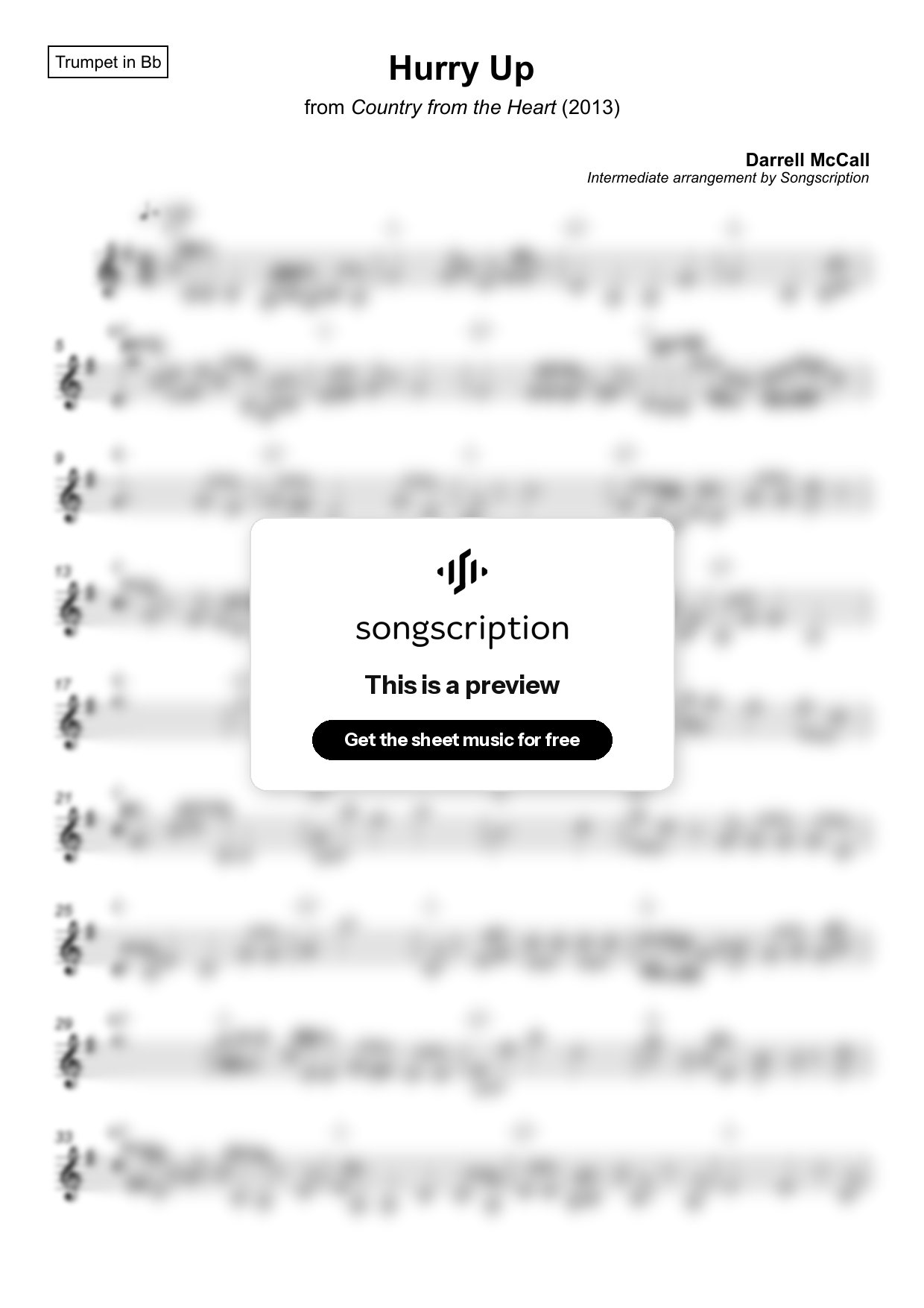 Intermediate Trumpet Sheet Music for "Hurry Up" by Darrell McCall