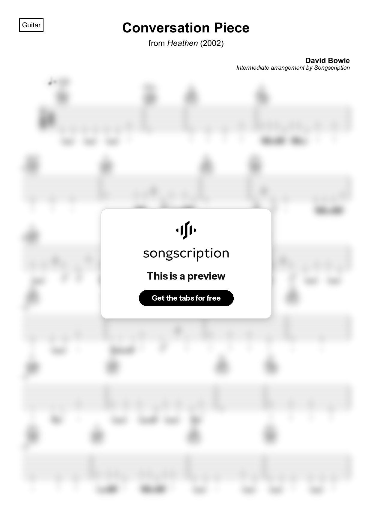 Intermediate Acoustic Guitar Tabs for "Conversation Piece" by David Bowie