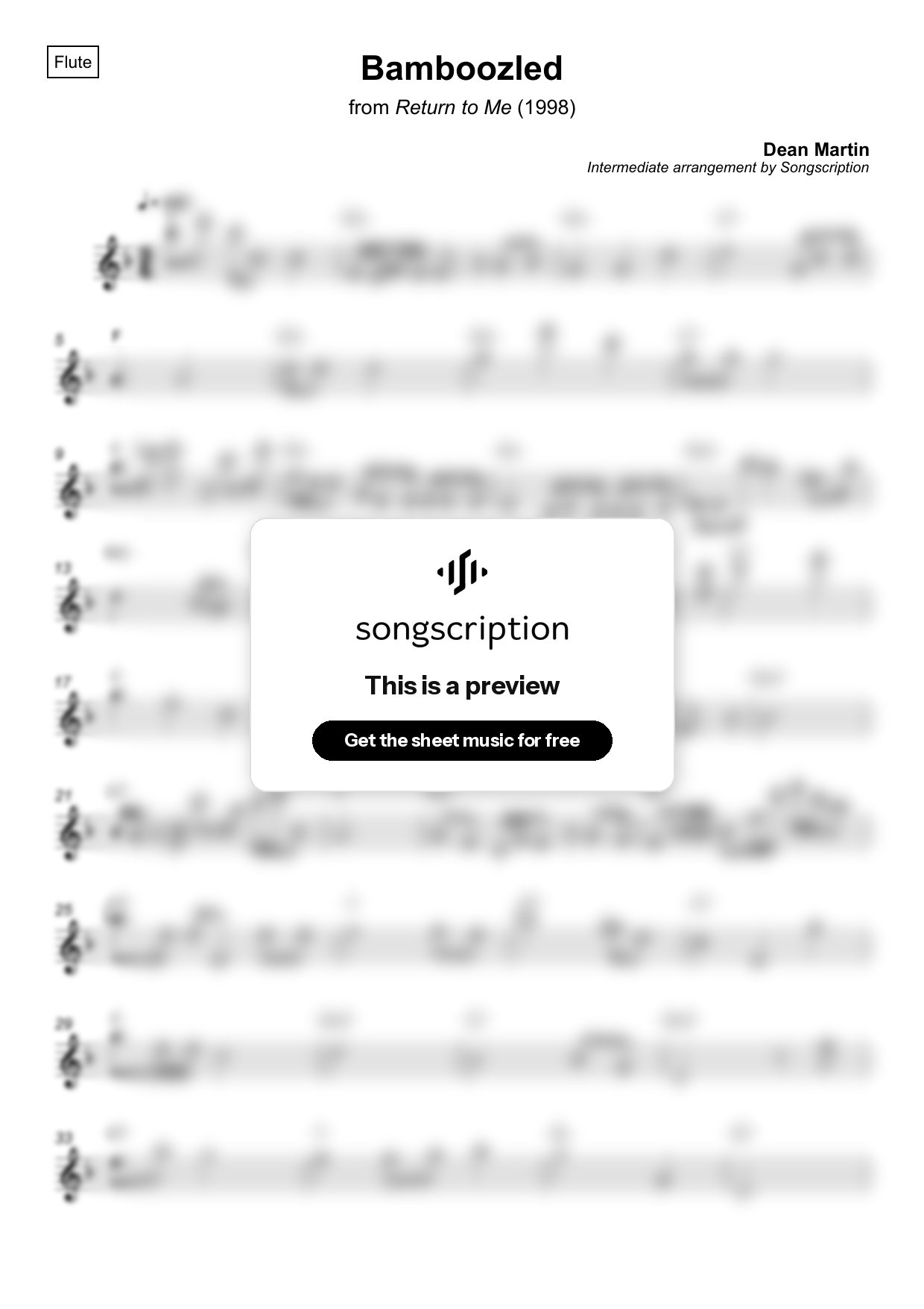 Intermediate Flute Sheet Music for "Bamboozled" by Dean Martin