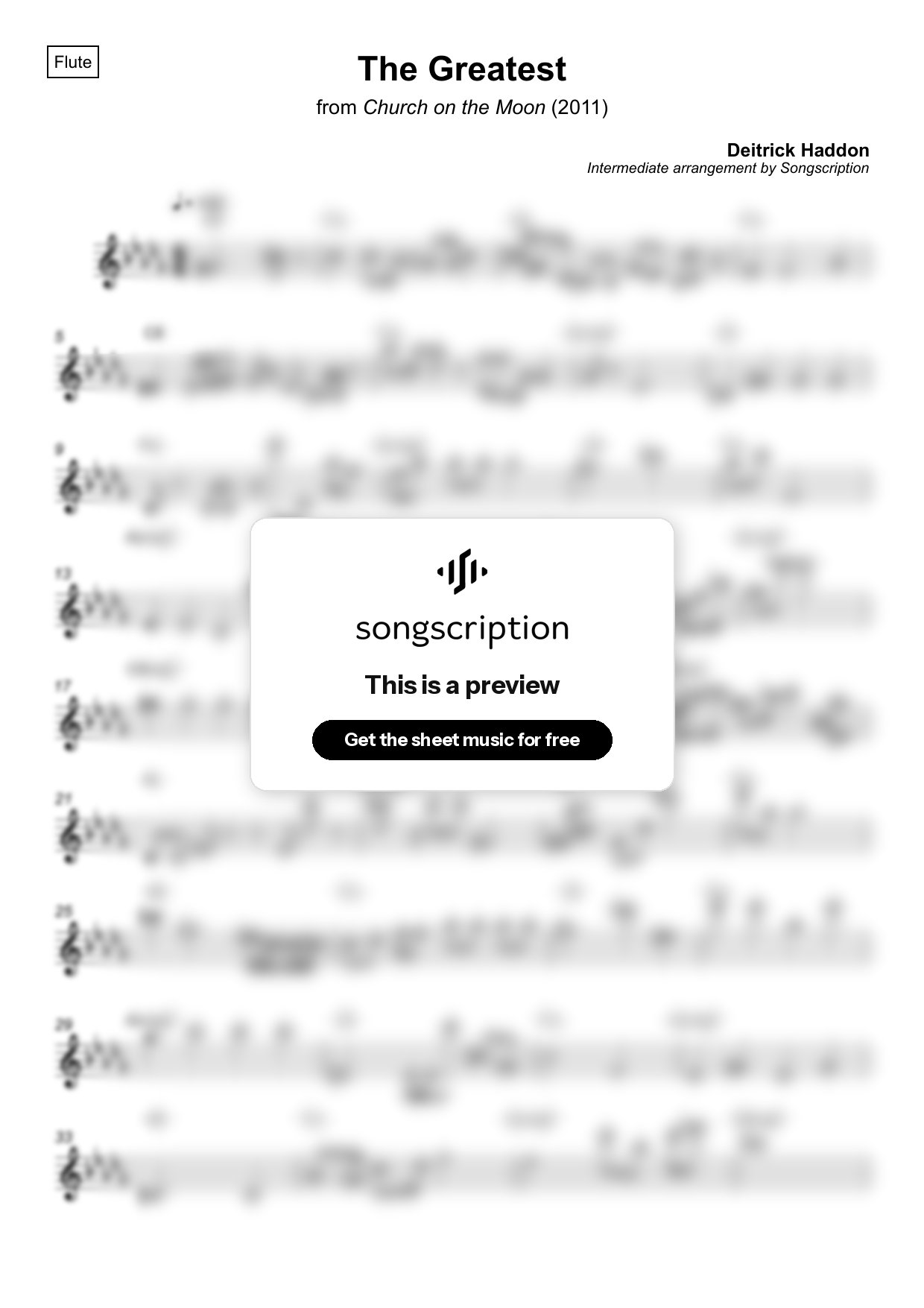 Intermediate Flute Sheet Music for "The Greatest" by Deitrick Haddon