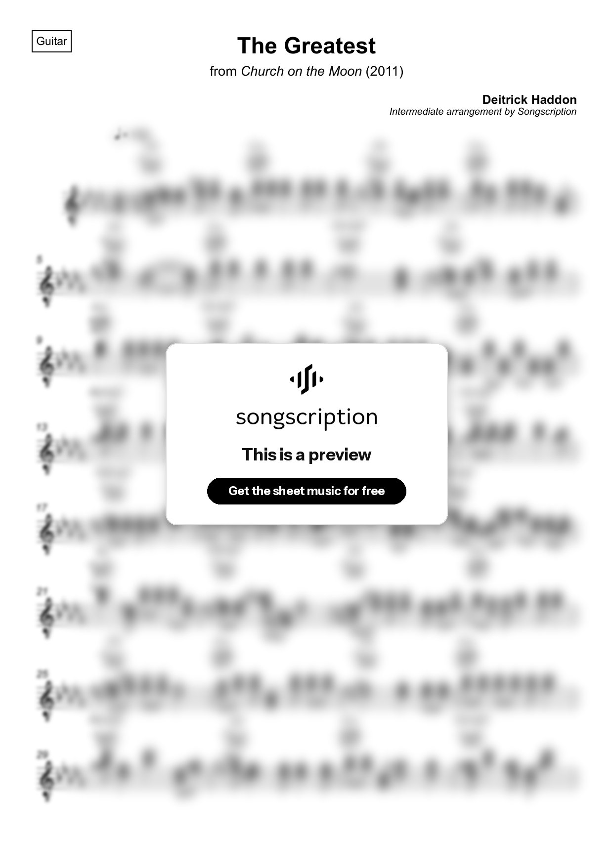 Intermediate Acoustic Guitar Sheet Music for "The Greatest" by Deitrick Haddon