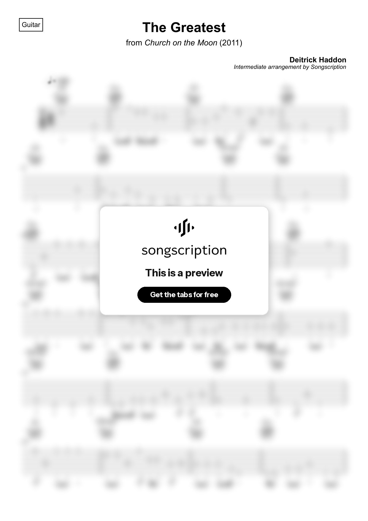 Intermediate Acoustic Guitar Tabs for "The Greatest" by Deitrick Haddon