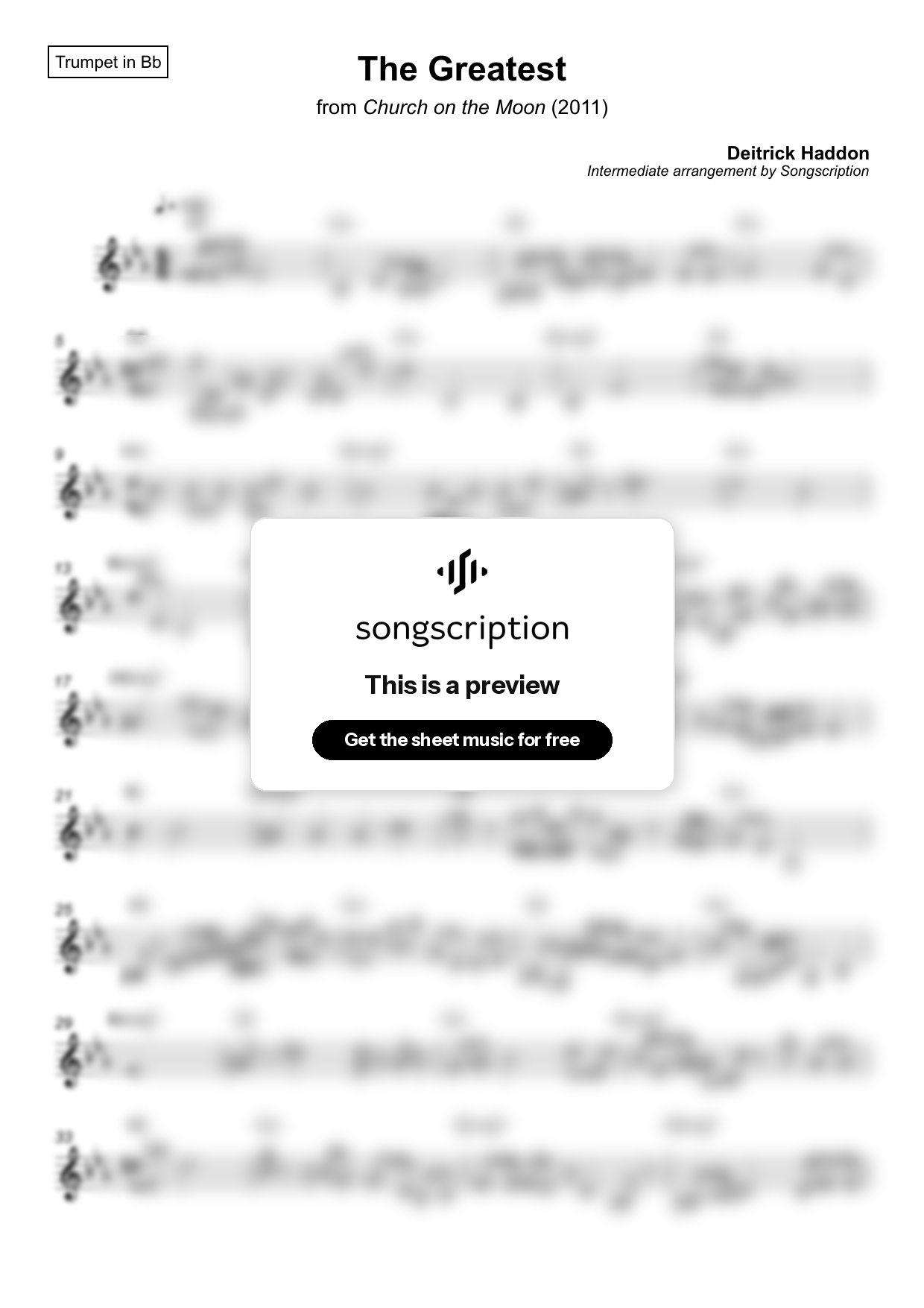 Intermediate Trumpet Sheet Music for "The Greatest" by Deitrick Haddon