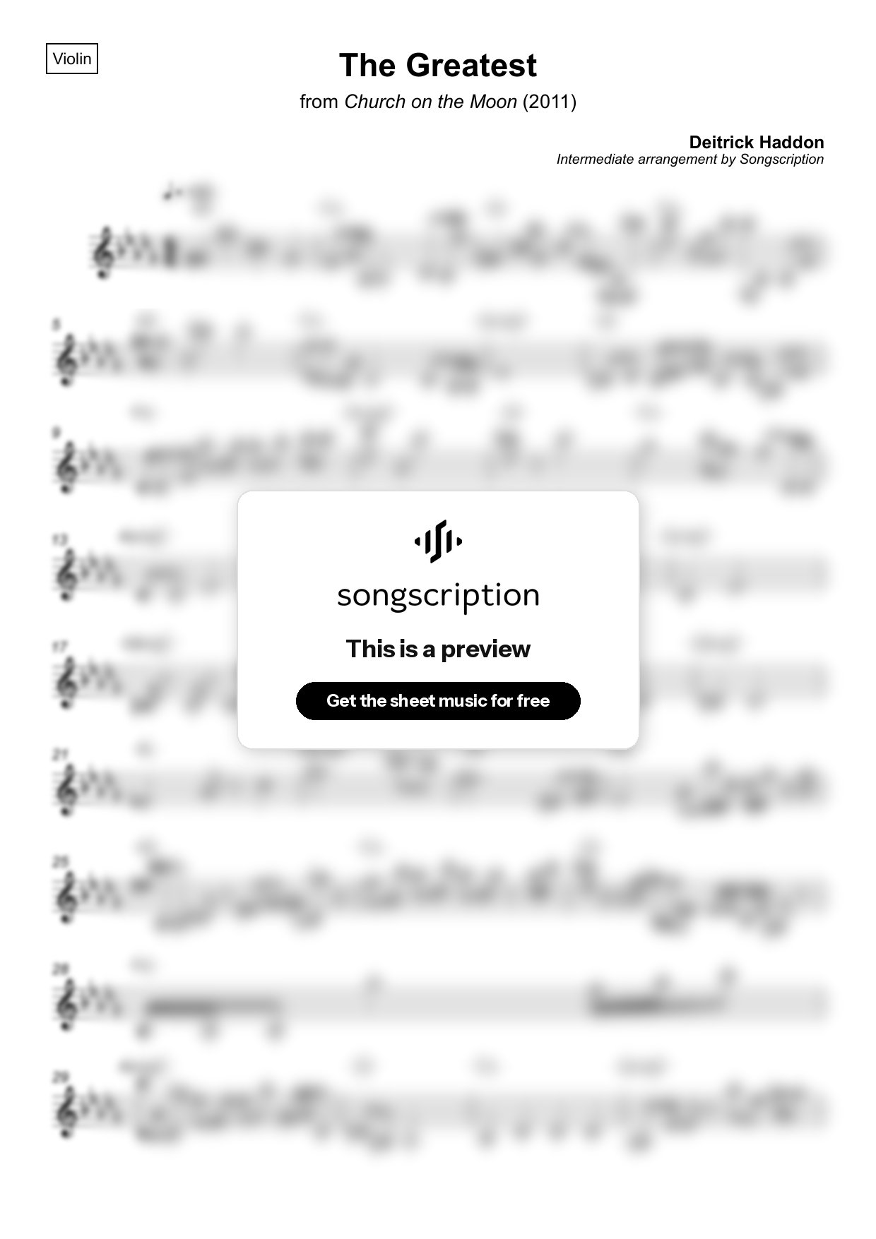 Intermediate Violin Sheet Music for "The Greatest" by Deitrick Haddon