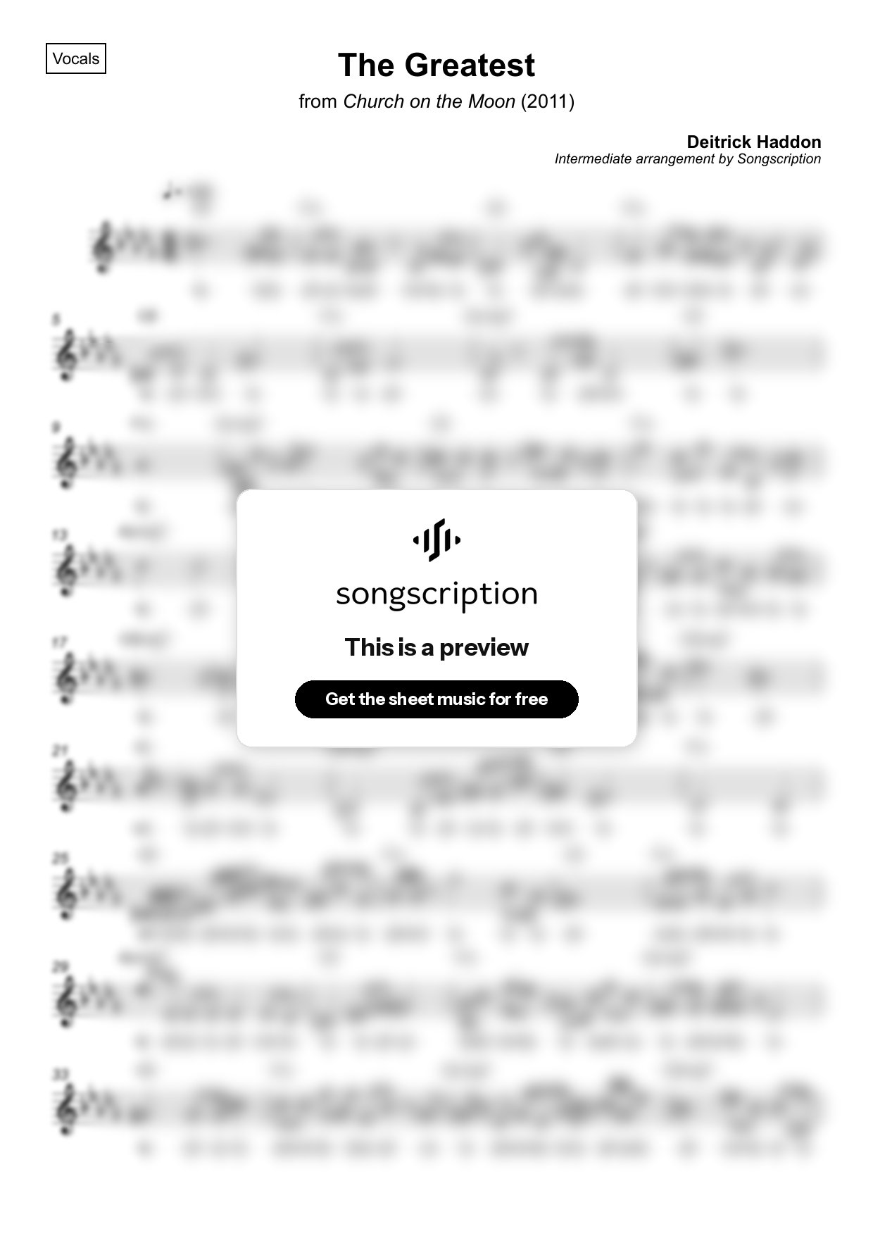 Intermediate Vocals Sheet Music for "The Greatest" by Deitrick Haddon