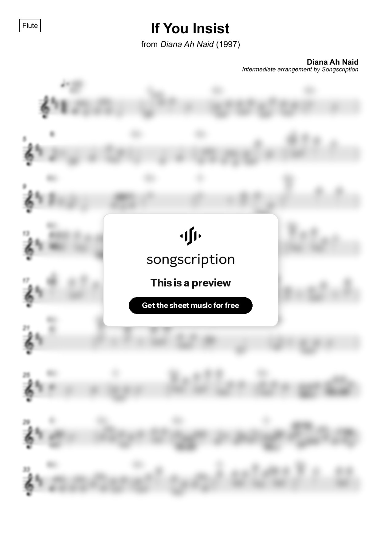 Intermediate Flute Sheet Music for "If You Insist" by Diana Ah Naid