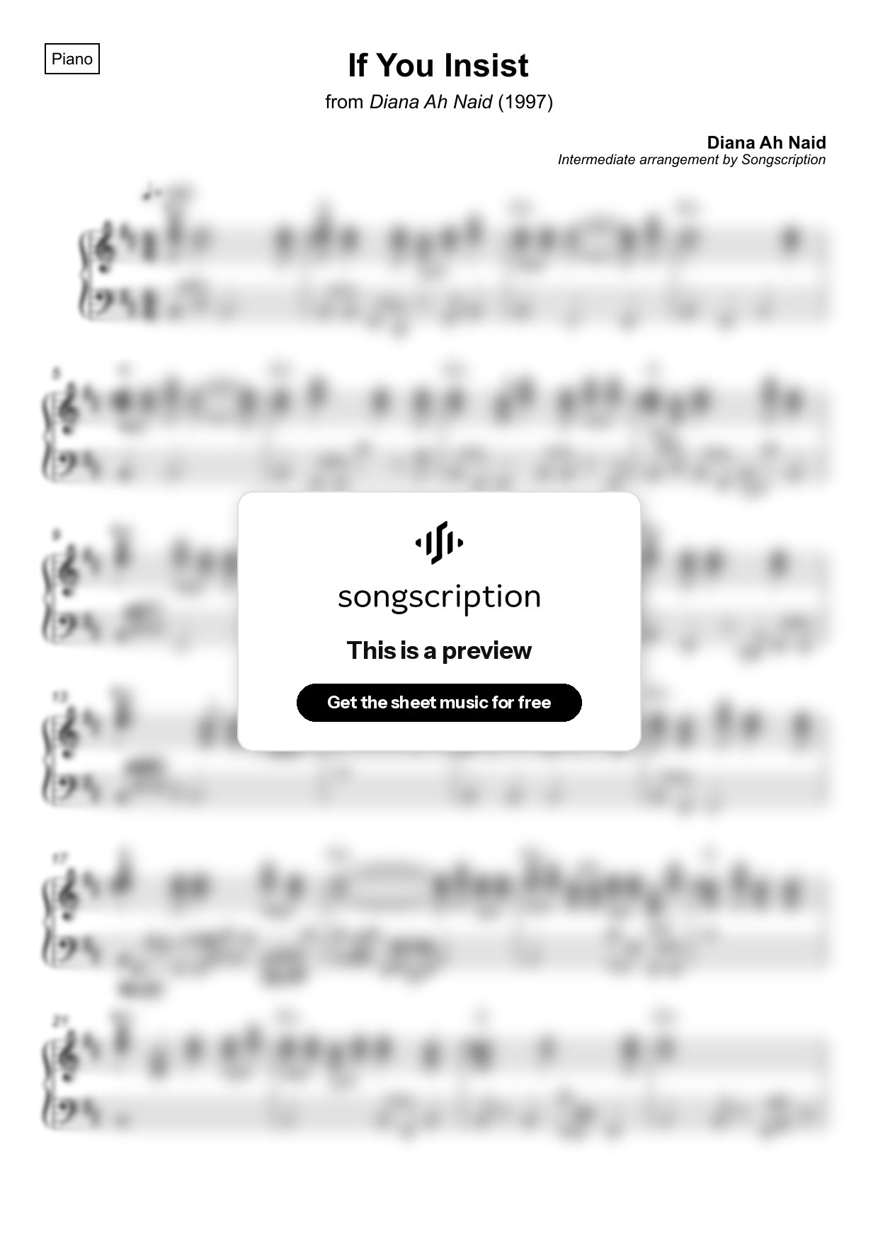 Intermediate Piano Sheet Music for "If You Insist" by Diana Ah Naid