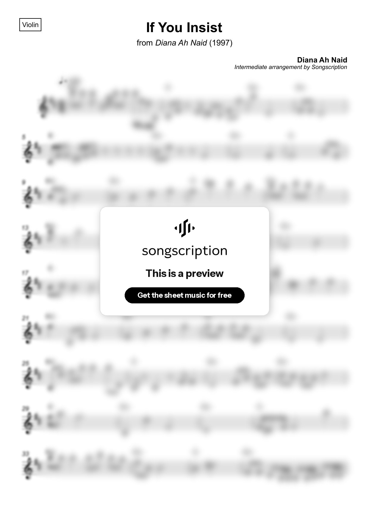 Intermediate Violin Sheet Music for "If You Insist" by Diana Ah Naid