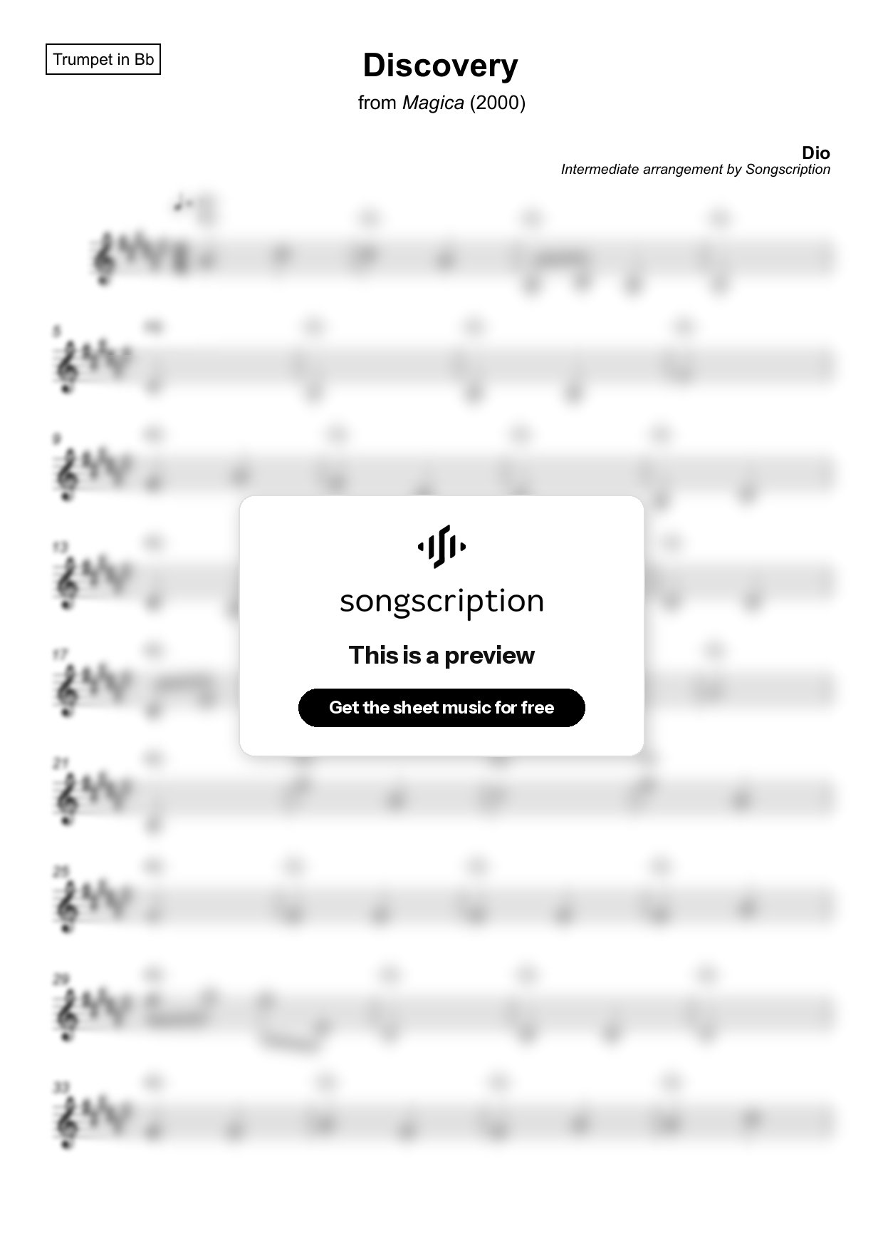 Intermediate Trumpet Sheet Music for "Discovery" by Dio
