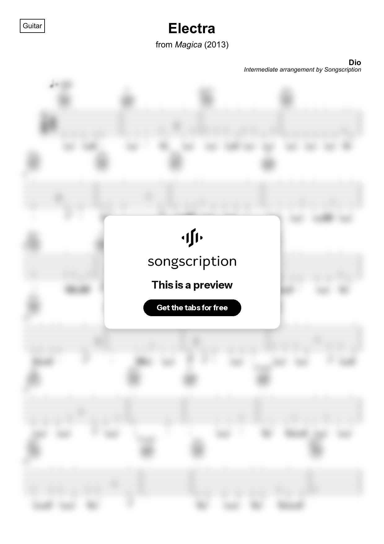 Intermediate Acoustic Guitar Tabs for "Electra" by Dio