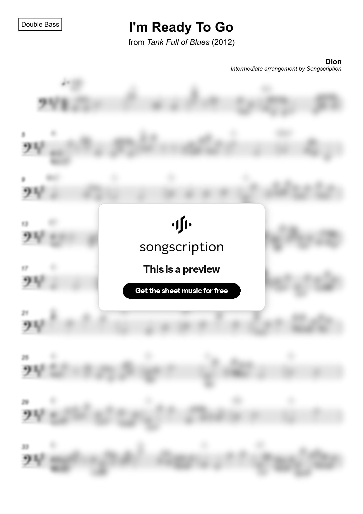 Intermediate Double Bass Sheet Music for "I'm Ready To Go" by Dion