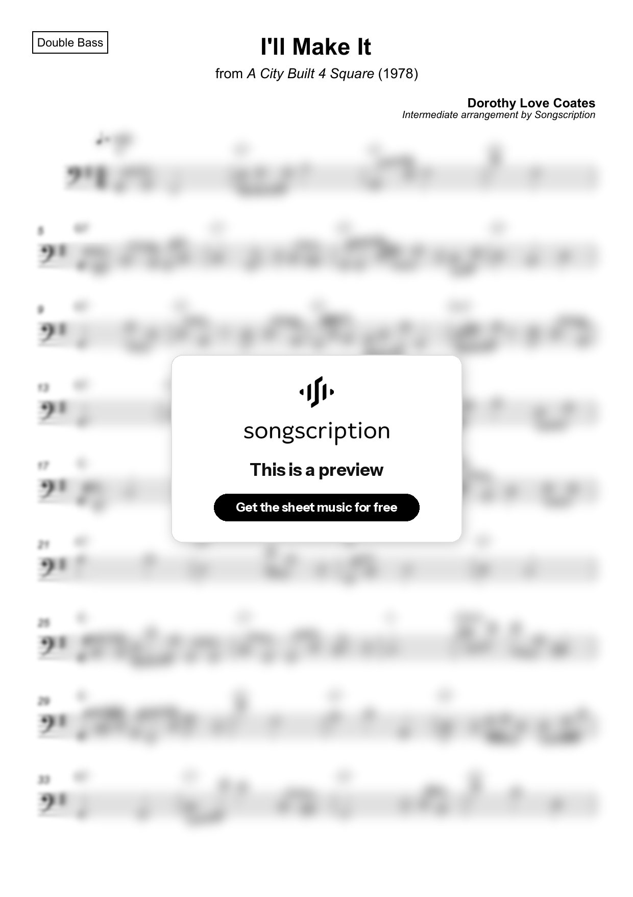 Intermediate Double Bass Sheet Music for "I'll Make It" by Dorothy Love Coates