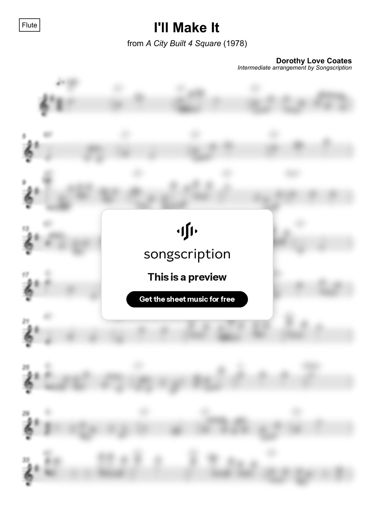 Intermediate Flute Sheet Music for "I'll Make It" by Dorothy Love Coates
