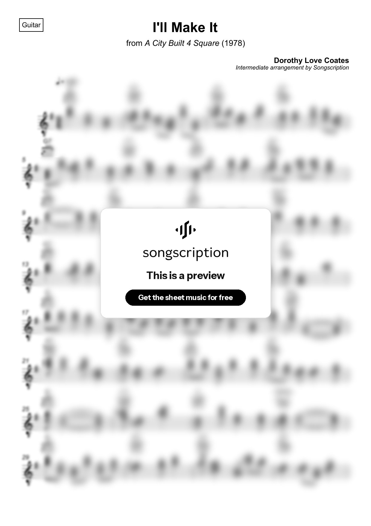 Intermediate Acoustic Guitar Sheet Music for "I'll Make It" by Dorothy Love Coates