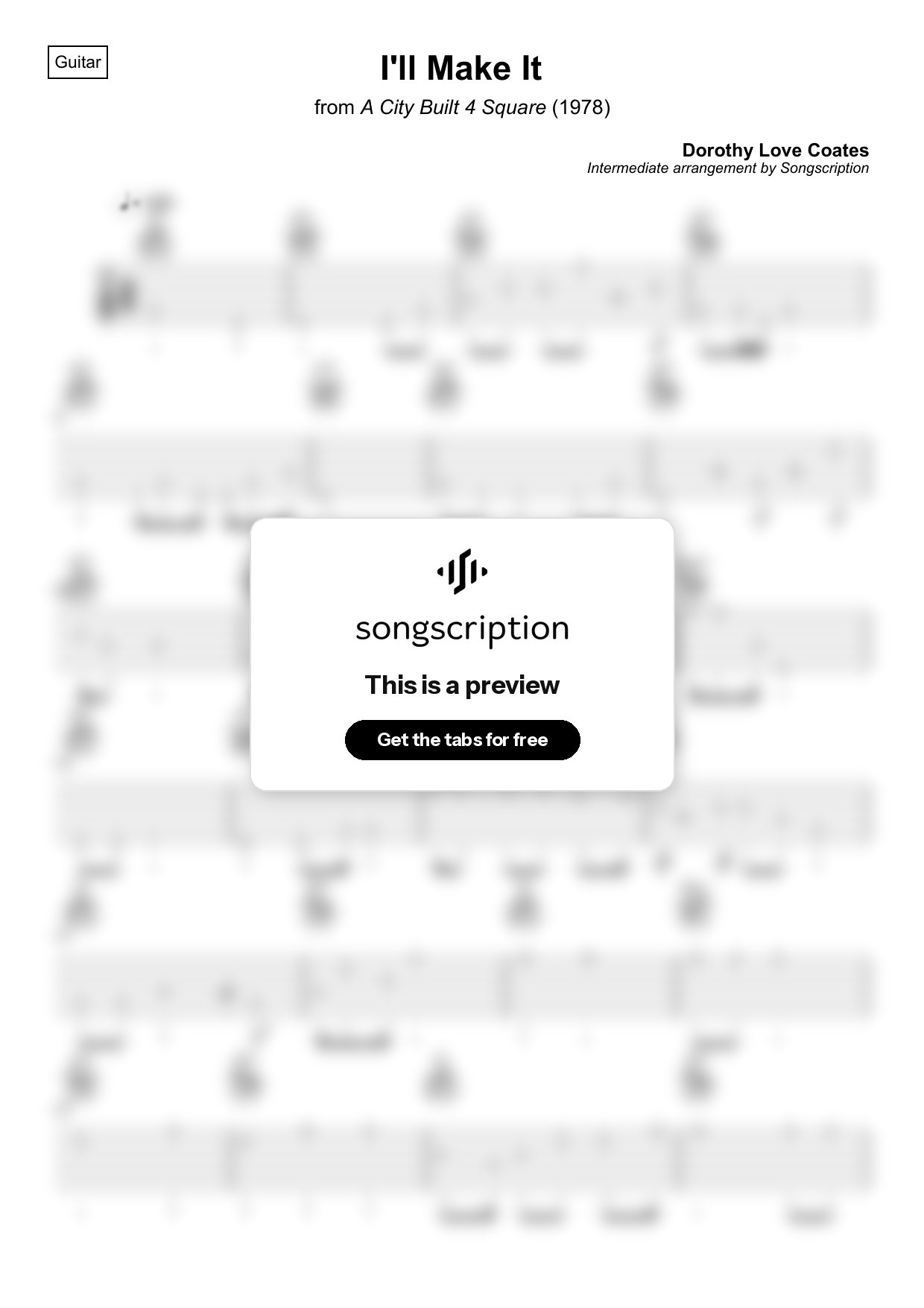 Intermediate Acoustic Guitar Tabs for "I'll Make It" by Dorothy Love Coates