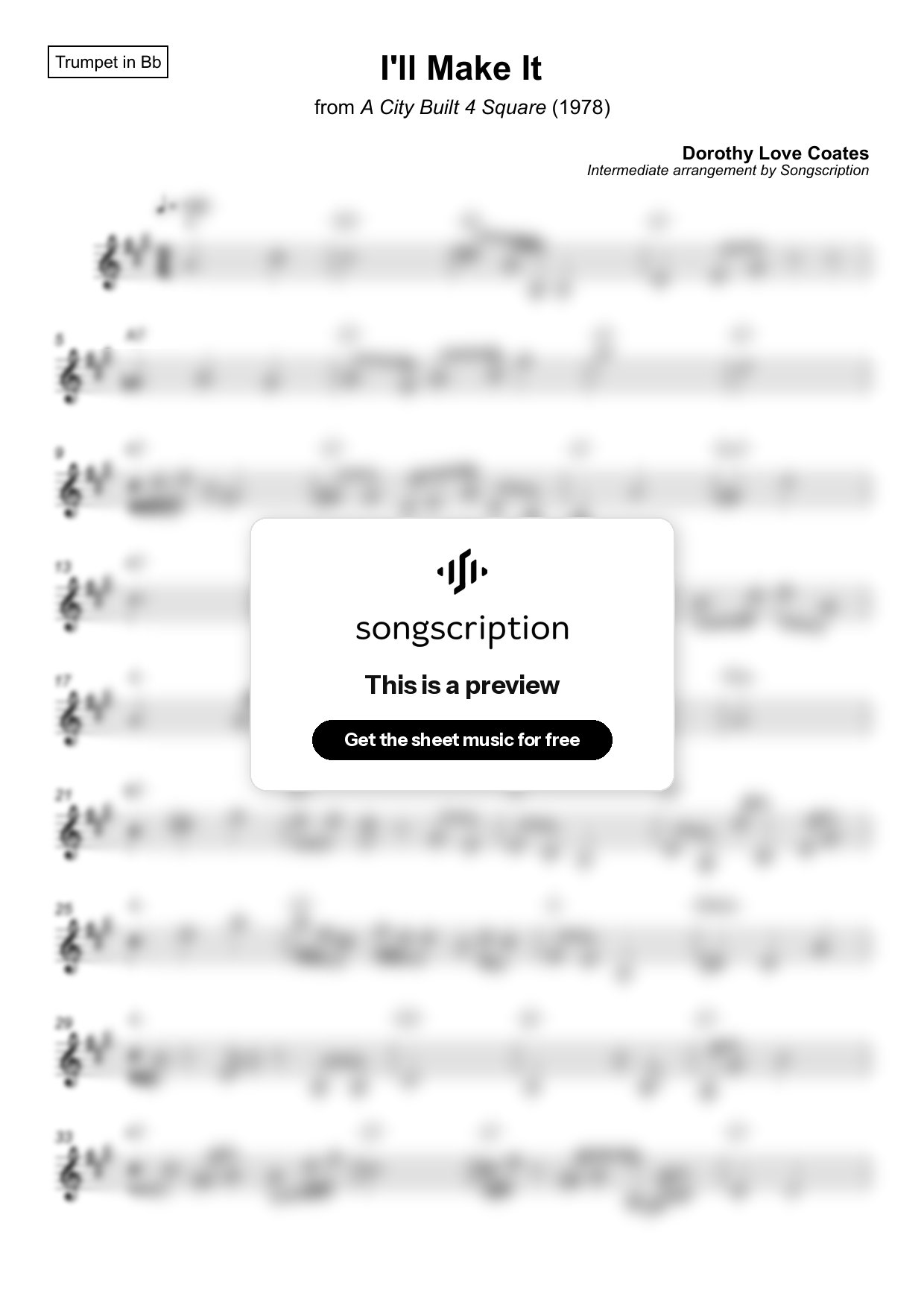 Intermediate Trumpet Sheet Music for "I'll Make It" by Dorothy Love Coates