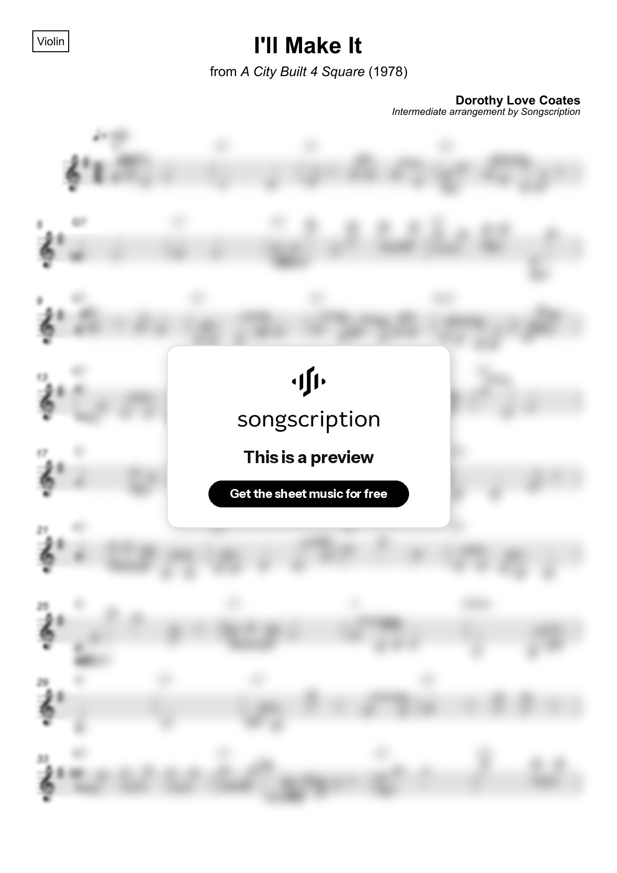 Intermediate Violin Sheet Music for "I'll Make It" by Dorothy Love Coates