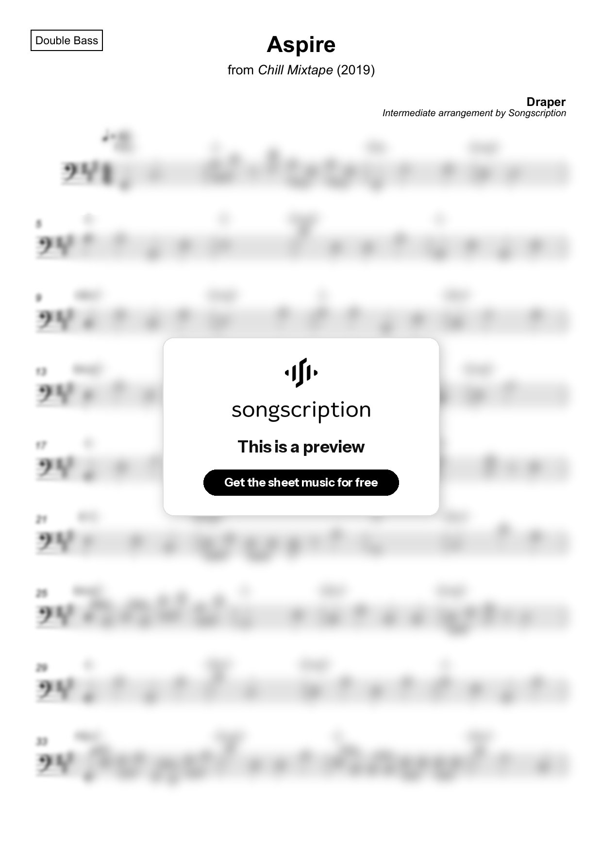 Intermediate Double Bass Sheet Music for "Aspire" by Draper