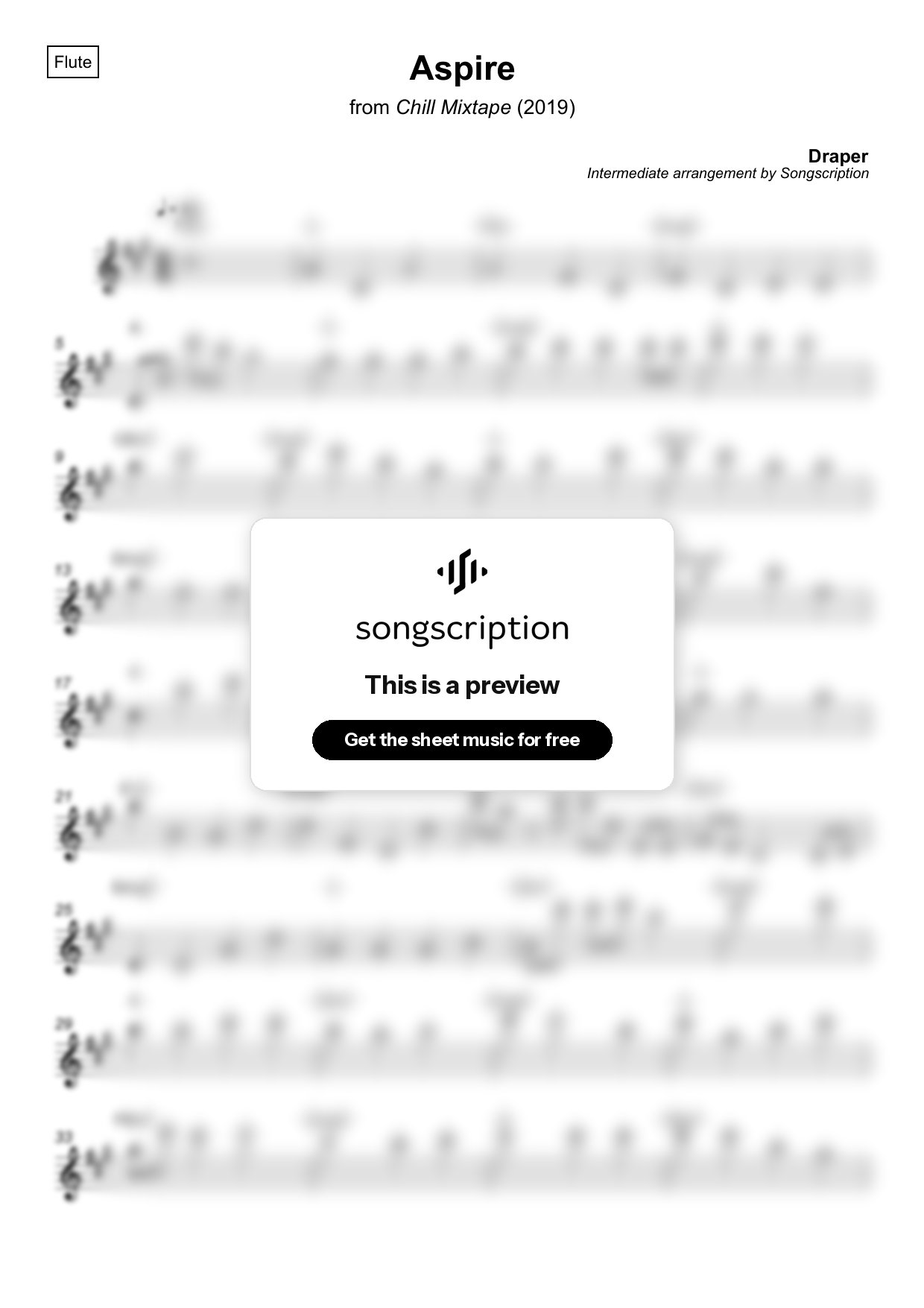 Intermediate Flute Sheet Music for "Aspire" by Draper