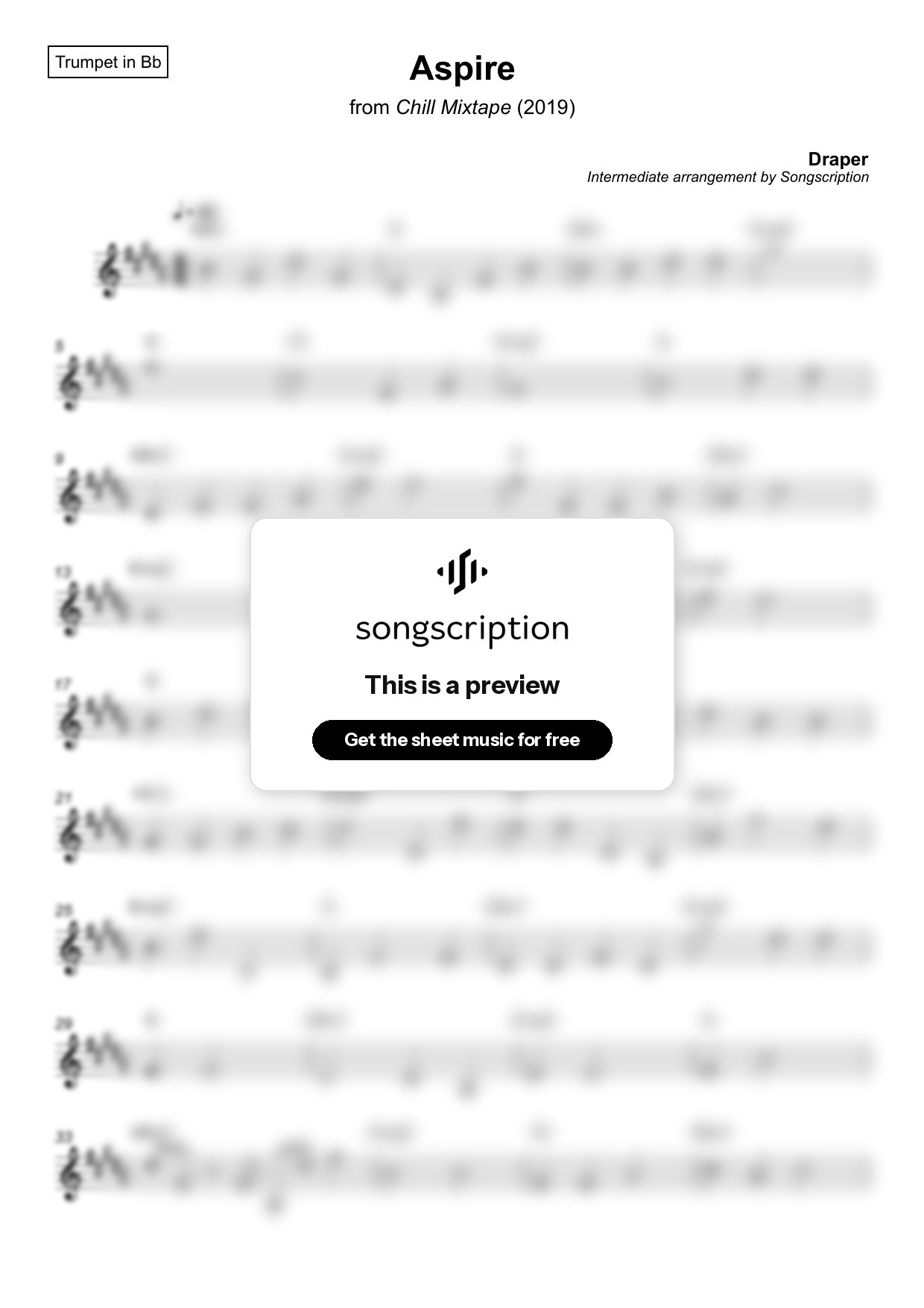 Intermediate Trumpet Sheet Music for "Aspire" by Draper