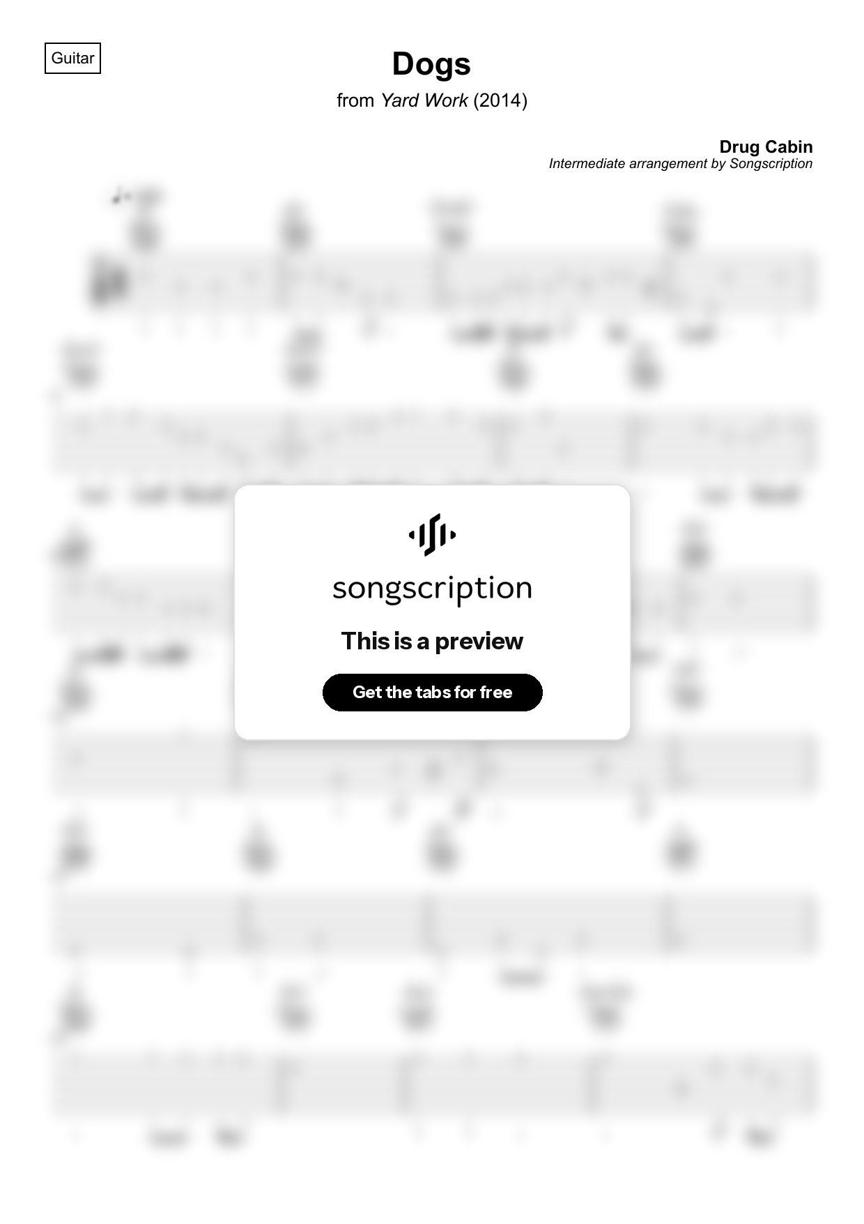 Intermediate Acoustic Guitar Tabs for "Dogs" by Drug Cabin