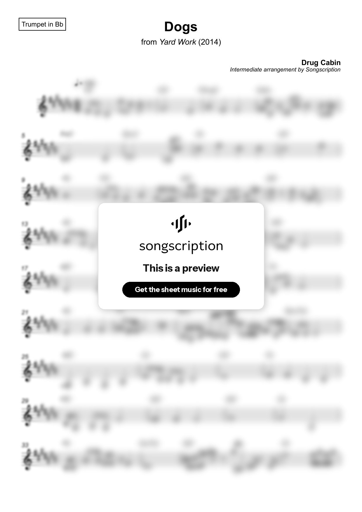 Intermediate Trumpet Sheet Music for "Dogs" by Drug Cabin