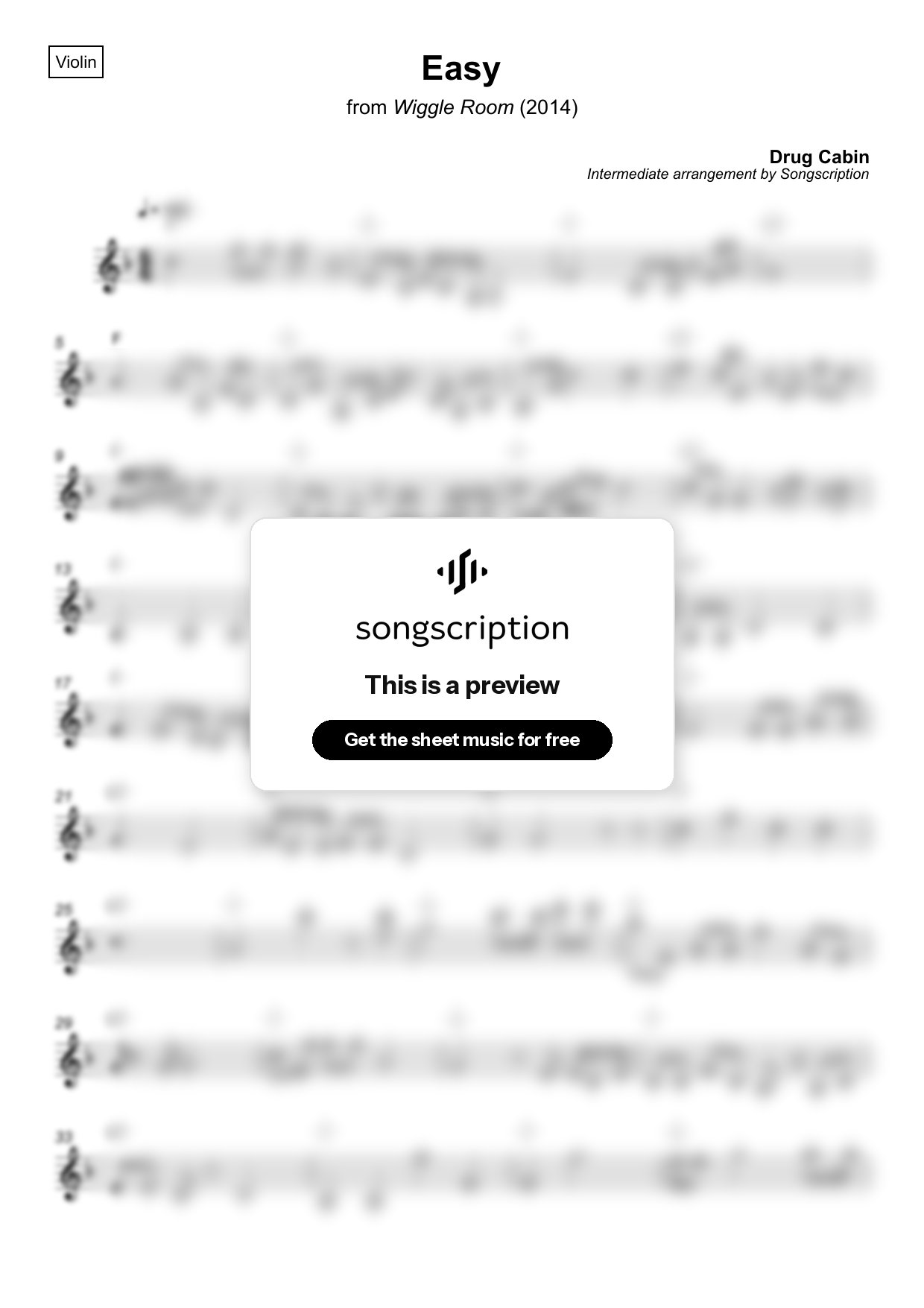 Intermediate Violin Sheet Music for "Easy" by Drug Cabin