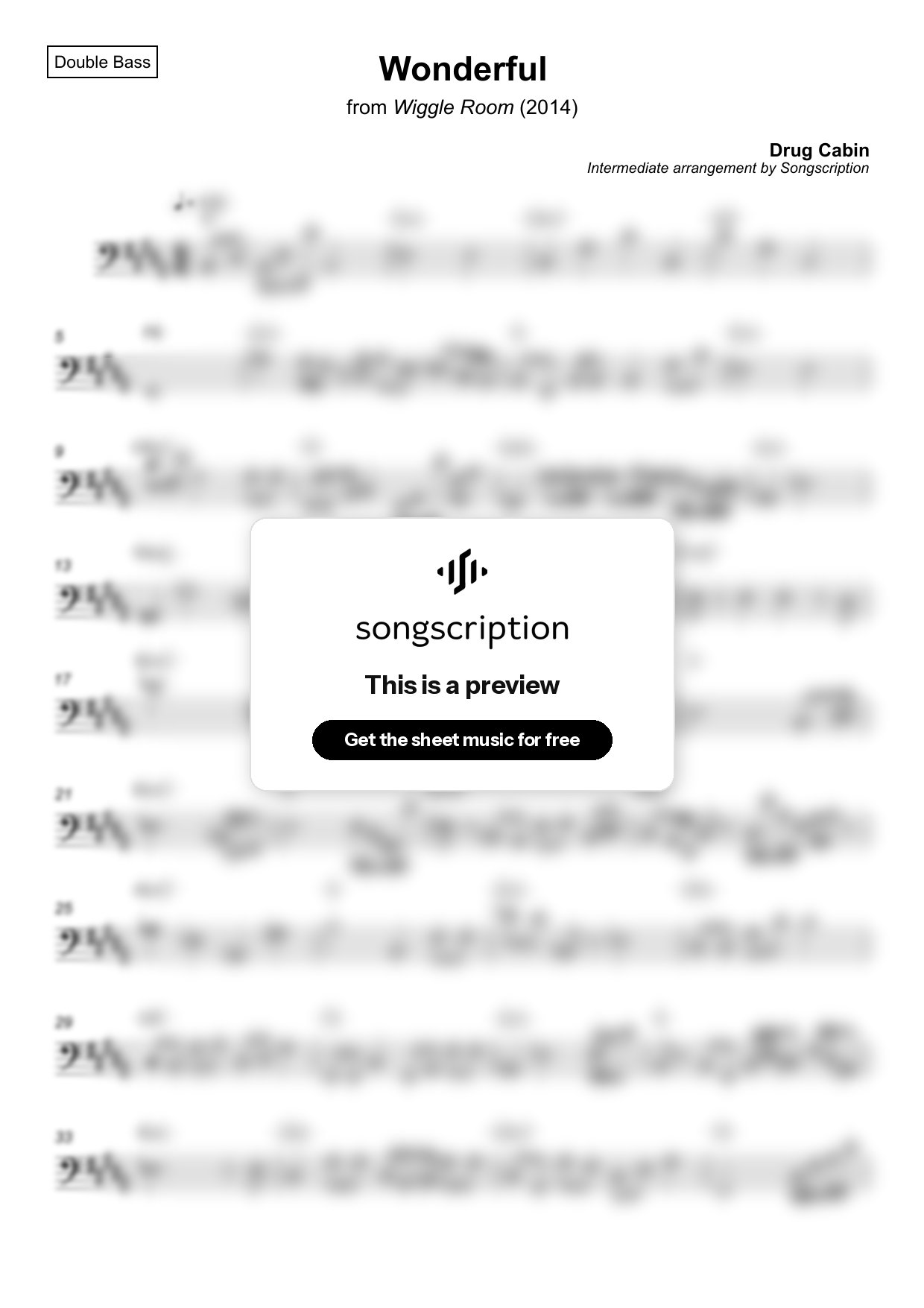 Intermediate Double Bass Sheet Music for "Wonderful" by Drug Cabin