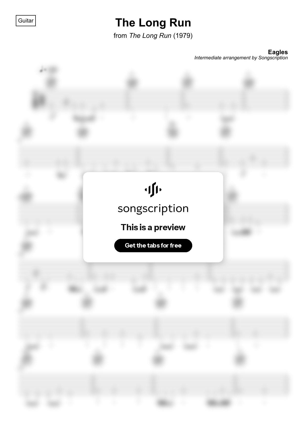 Intermediate Acoustic Guitar Tabs for "The Long Run" by Eagles
