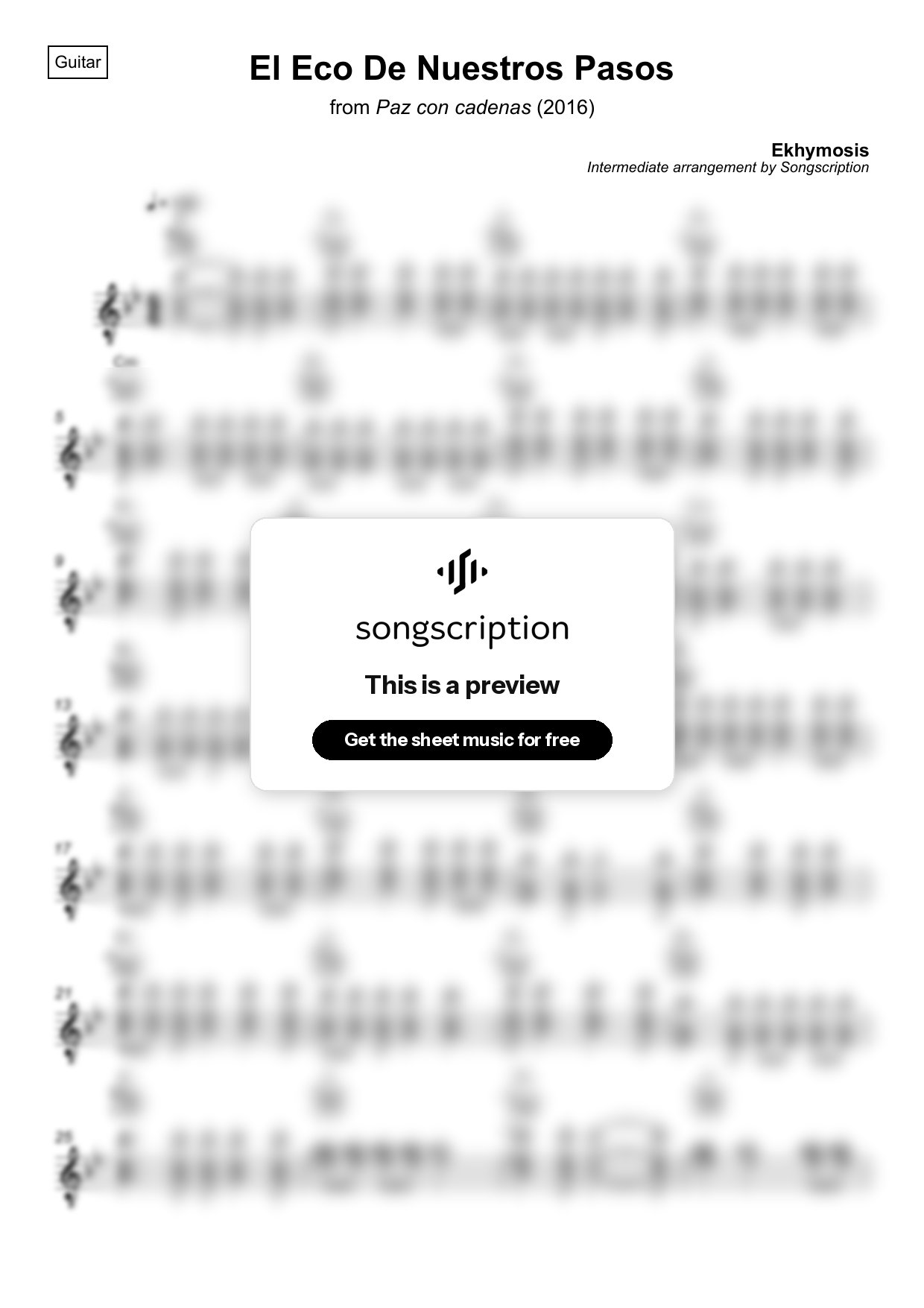 Intermediate Acoustic Guitar Sheet Music for "El Eco De Nuestros Pasos" by Ekhymosis