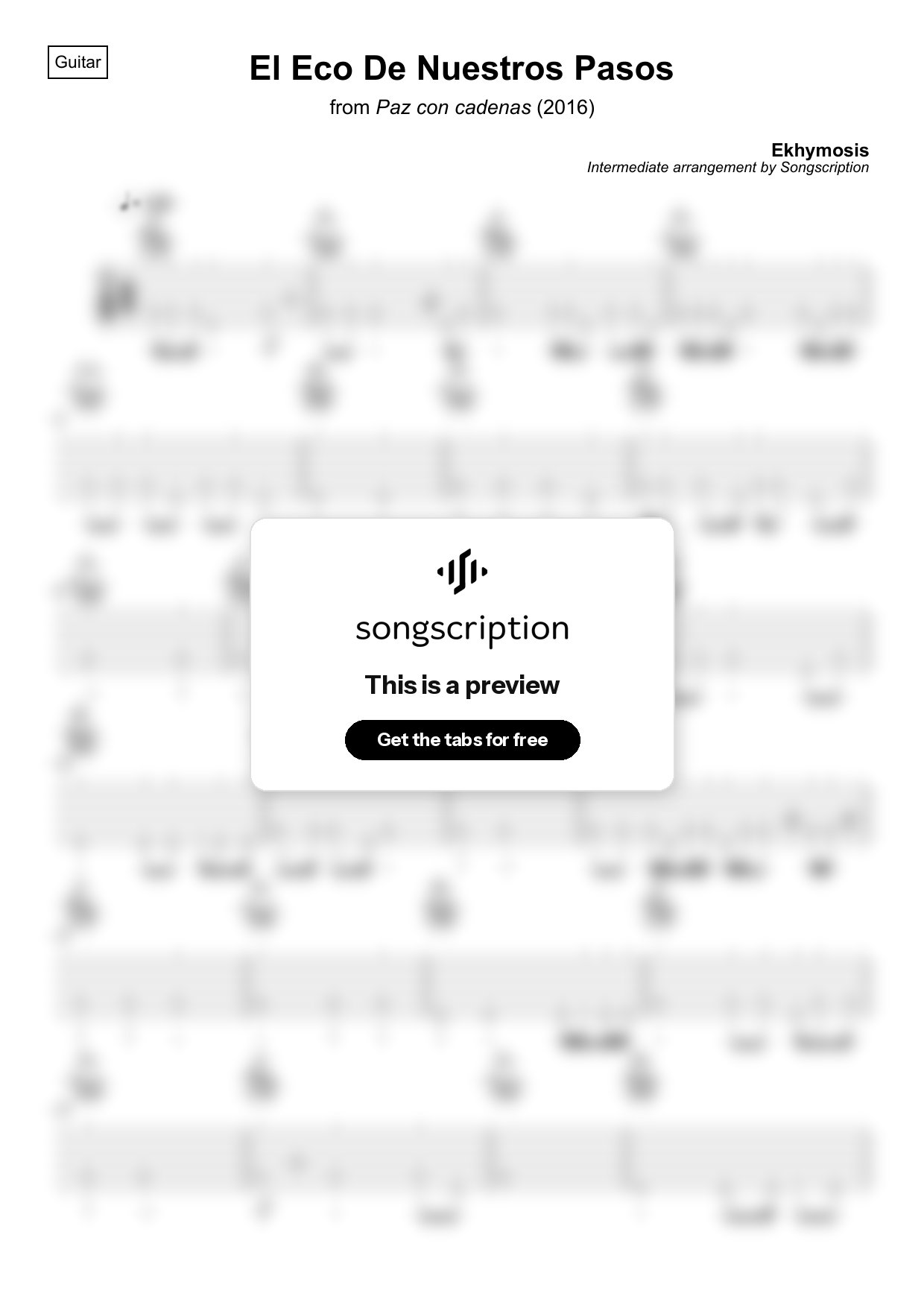 Intermediate Acoustic Guitar Tabs for "El Eco De Nuestros Pasos" by Ekhymosis