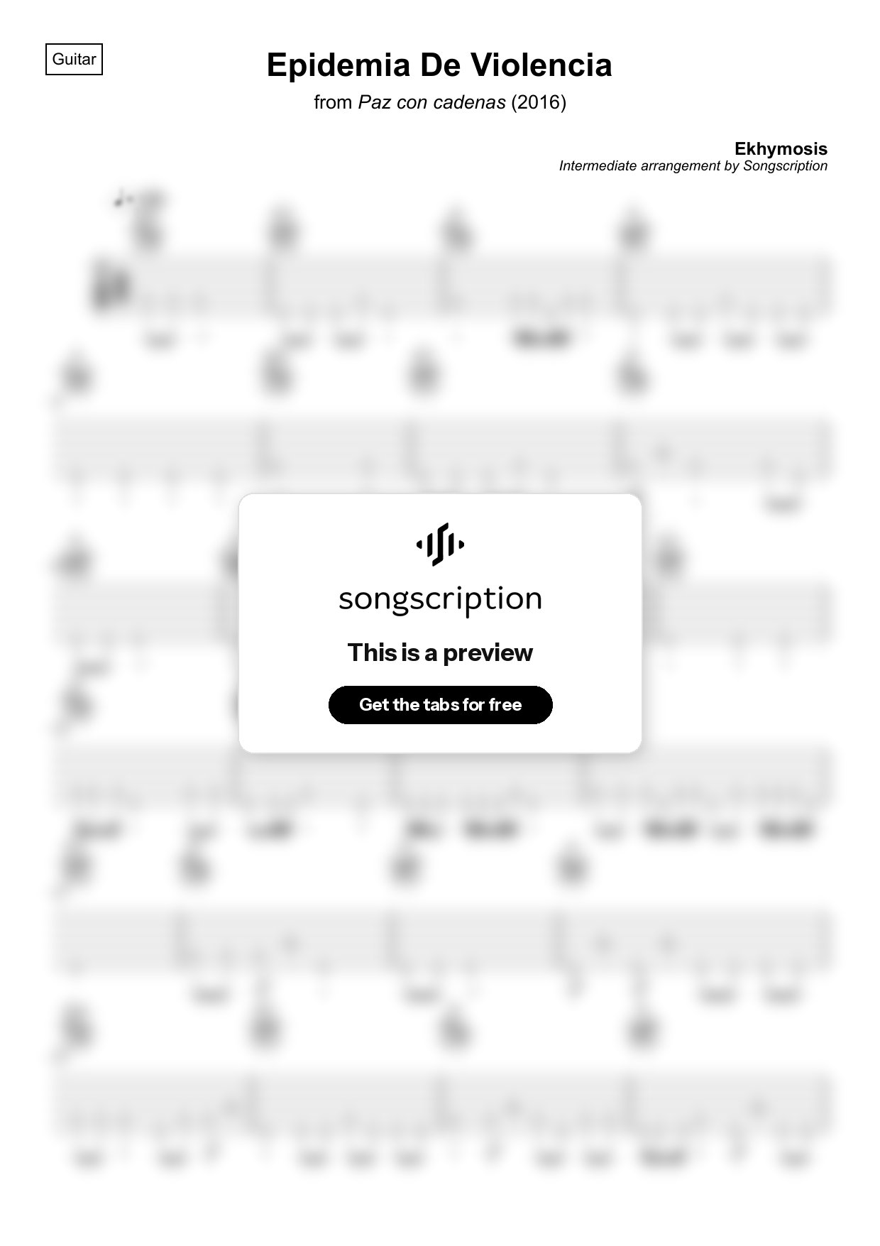 Intermediate Acoustic Guitar Tabs for "Epidemia De Violencia" by Ekhymosis