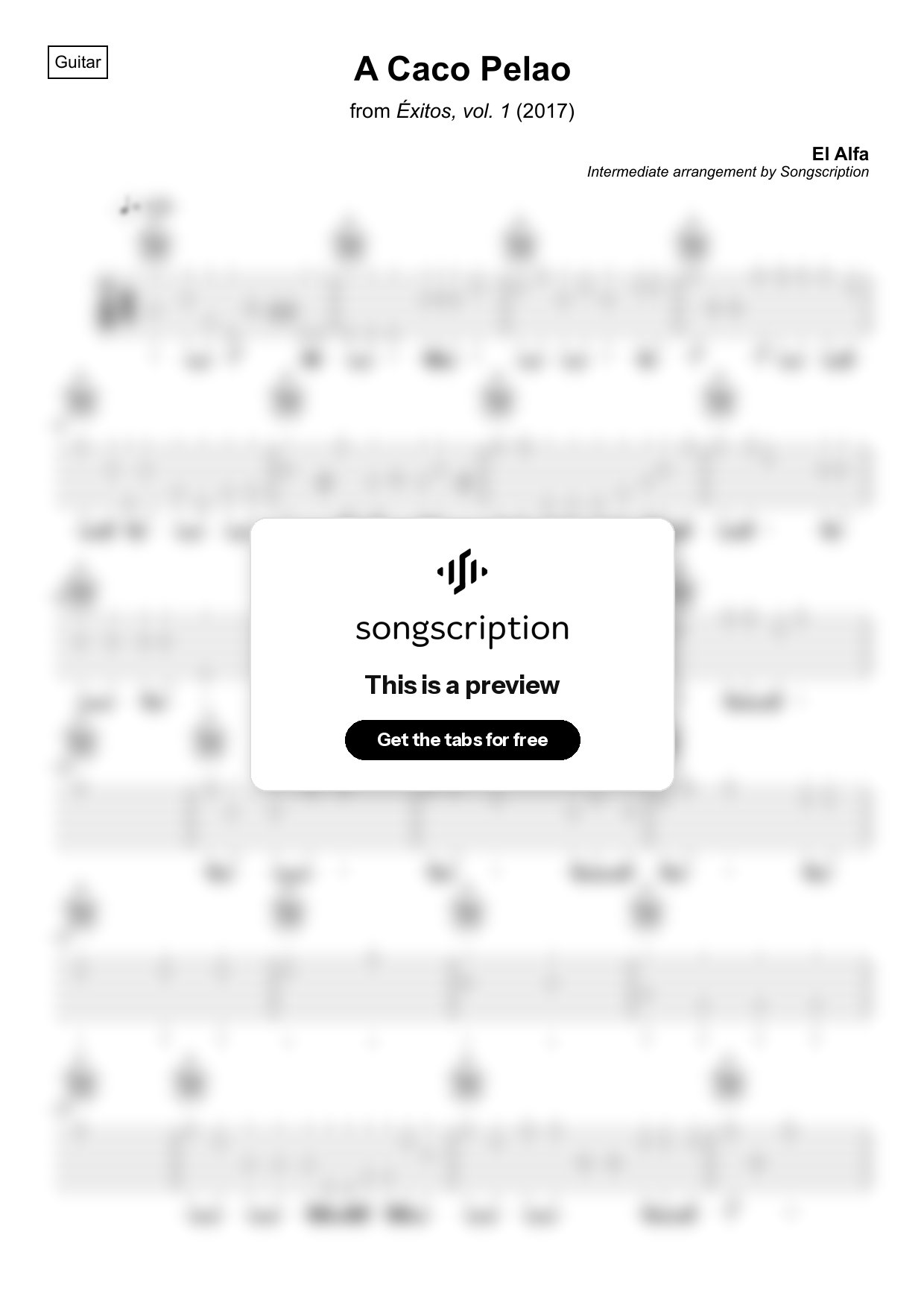 Intermediate Acoustic Guitar Tabs for "A Caco Pelao" by El Alfa