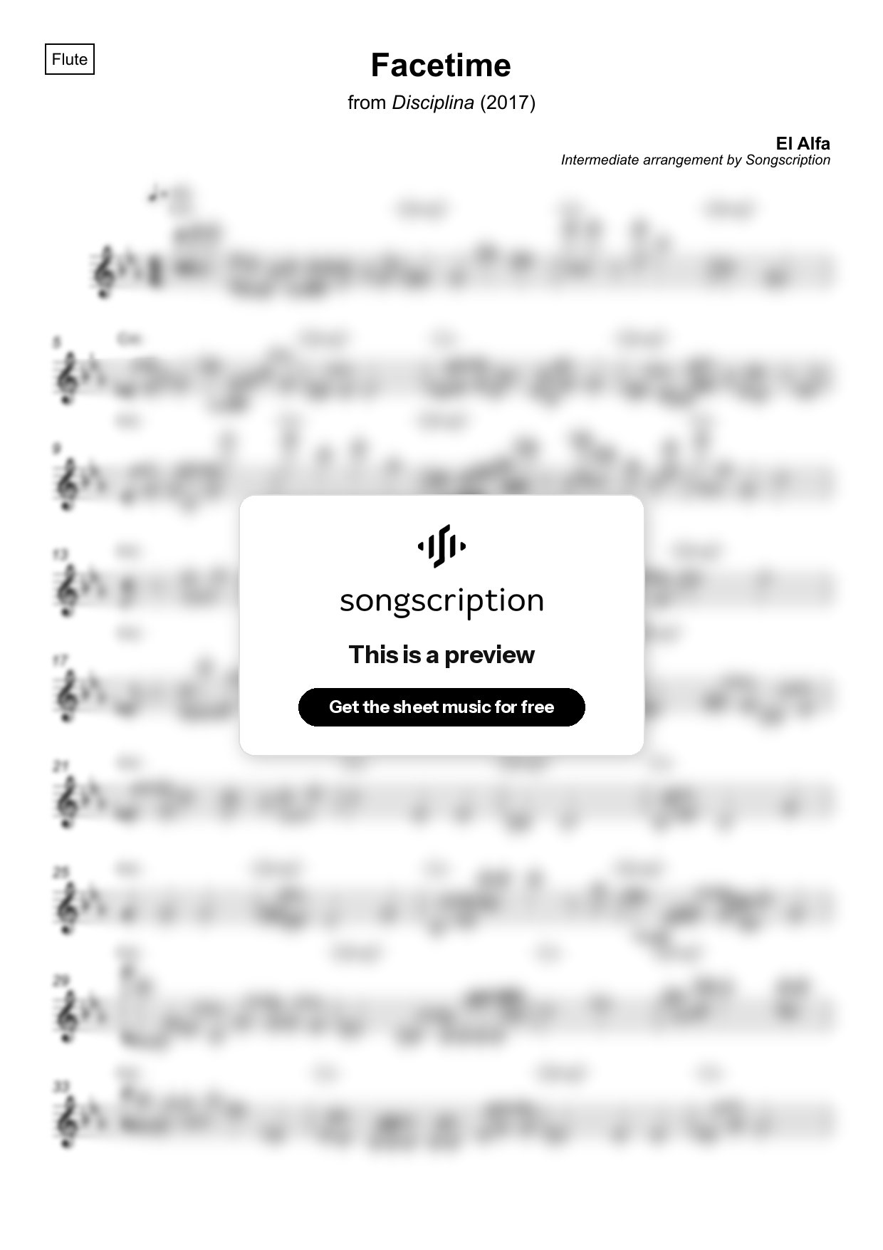 Intermediate Flute Sheet Music for "Facetime" by El Alfa