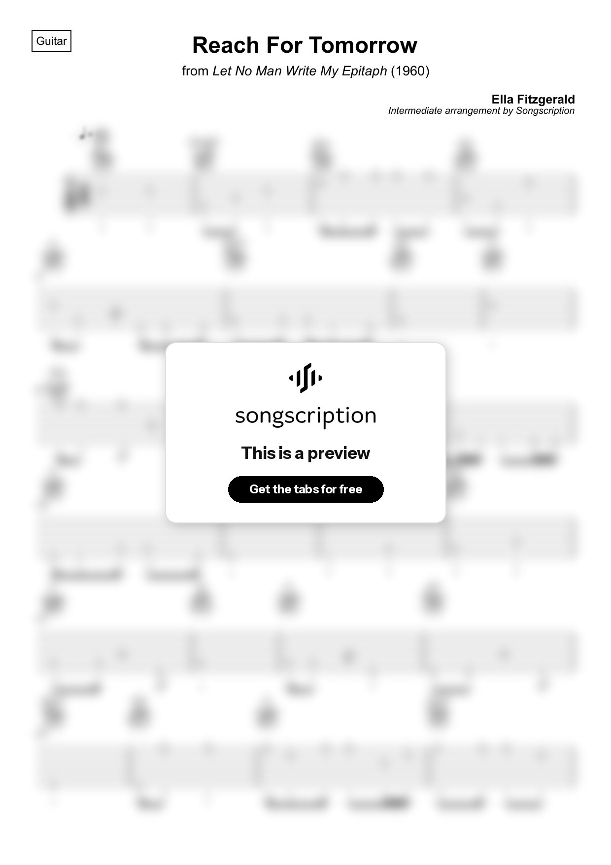 Intermediate Acoustic Guitar Tabs for "Reach For Tomorrow" by Ella Fitzgerald