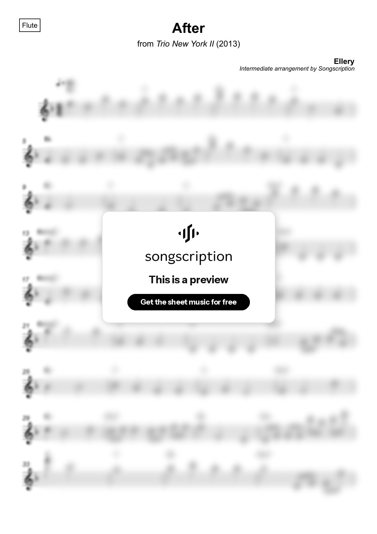 Intermediate Flute Sheet Music for "After" by Ellery