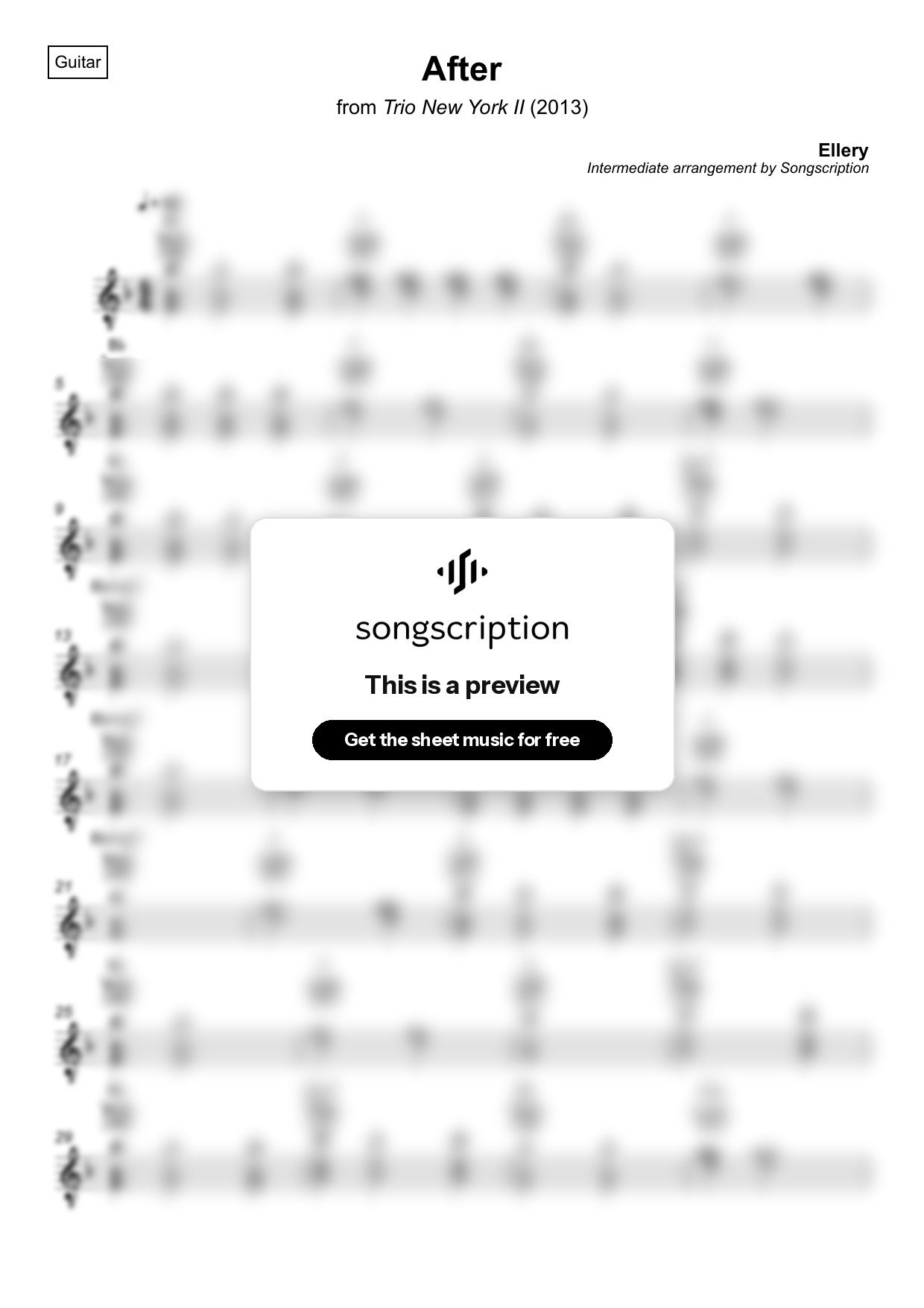 Intermediate Acoustic Guitar Sheet Music for "After" by Ellery