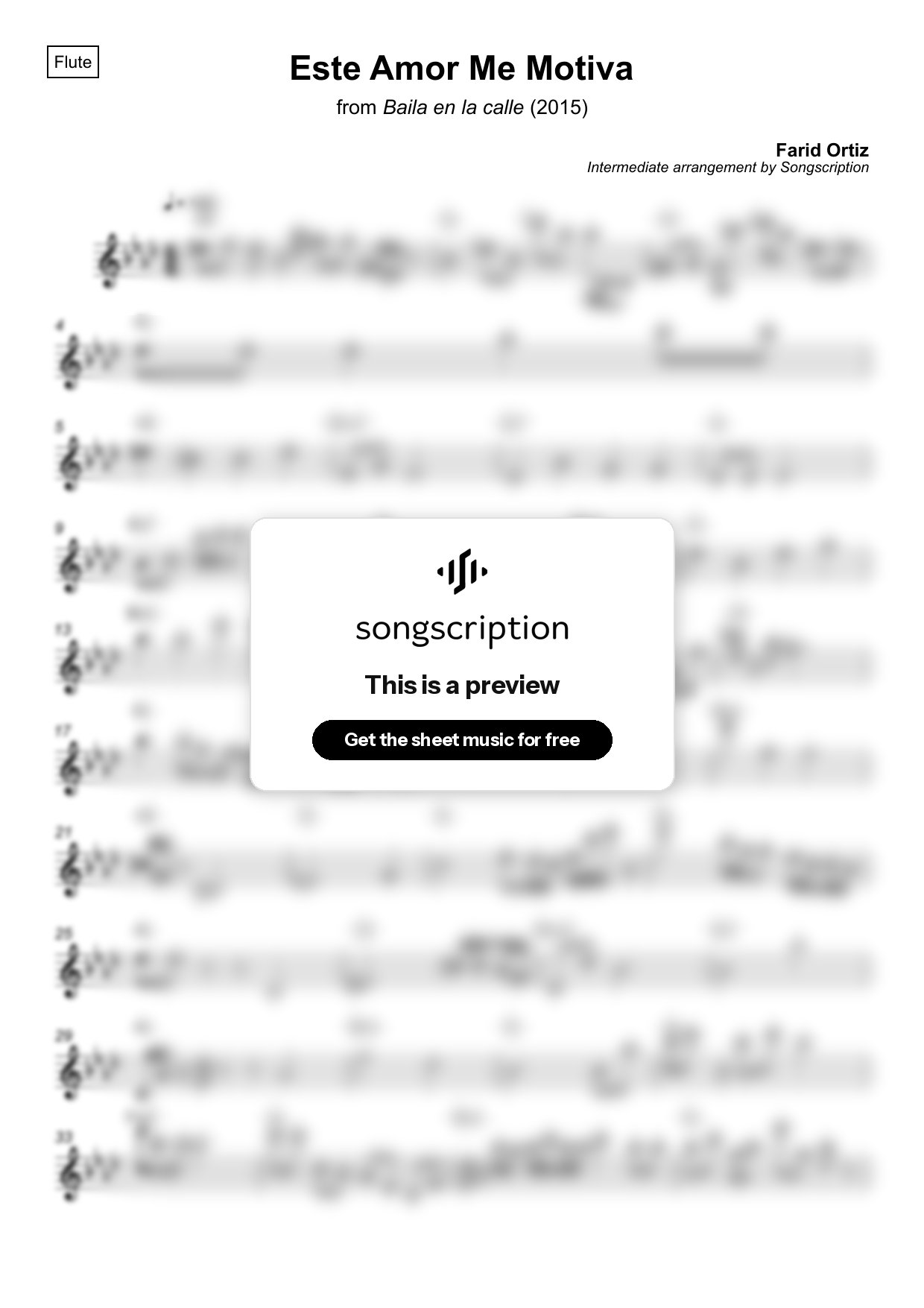 Intermediate Flute Sheet Music for "Este Amor Me Motiva" by Farid Ortiz