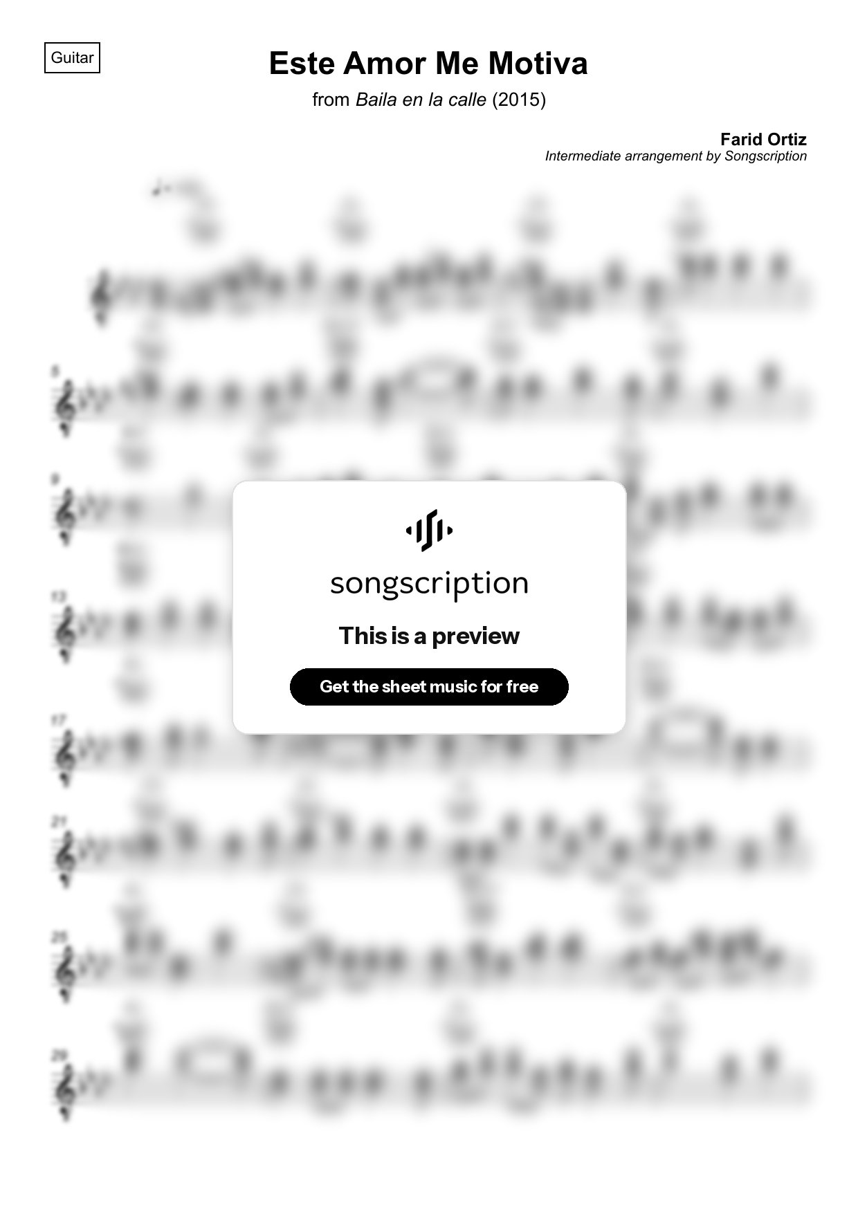 Intermediate Acoustic Guitar Sheet Music for "Este Amor Me Motiva" by Farid Ortiz