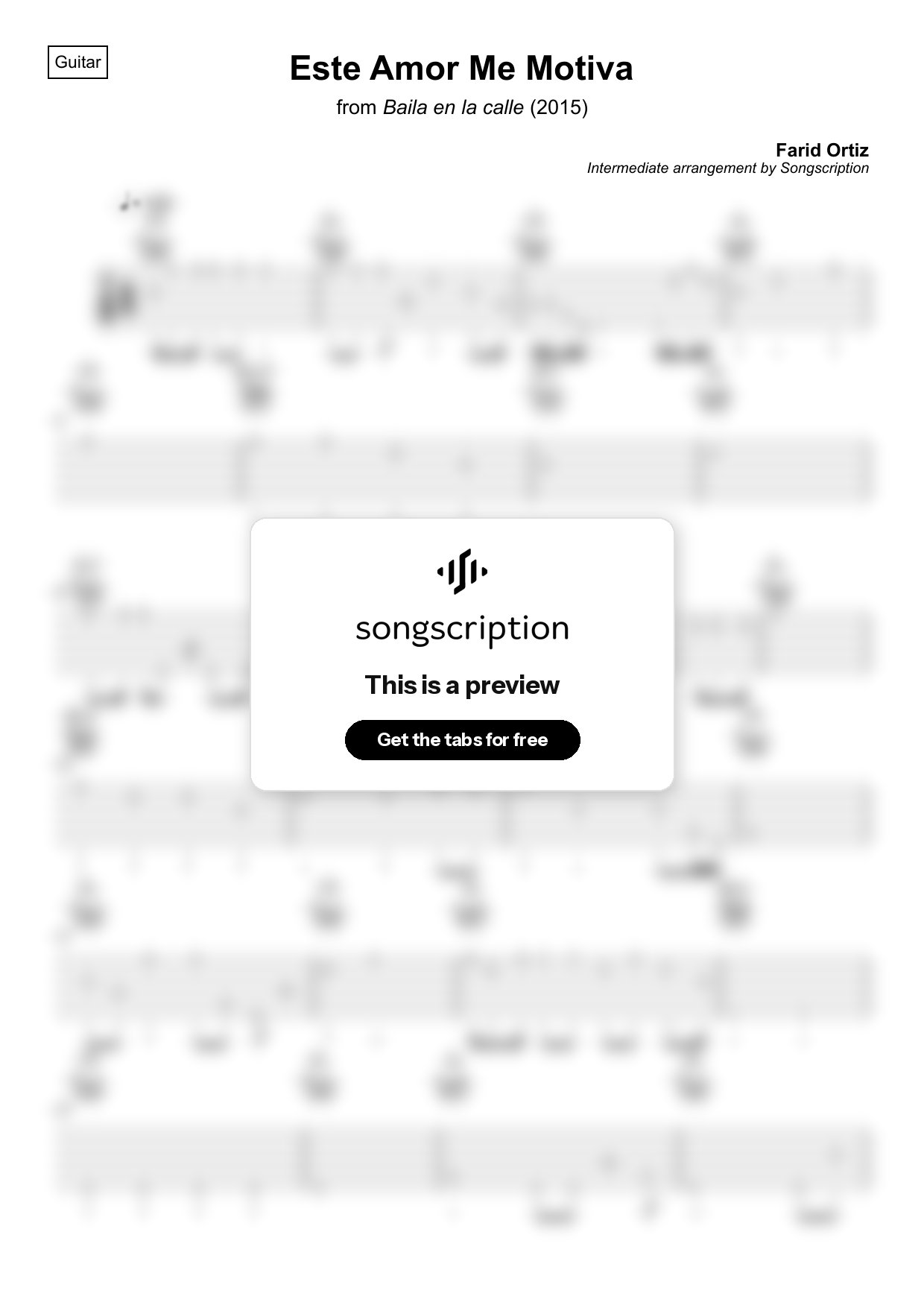 Intermediate Acoustic Guitar Tabs for "Este Amor Me Motiva" by Farid Ortiz