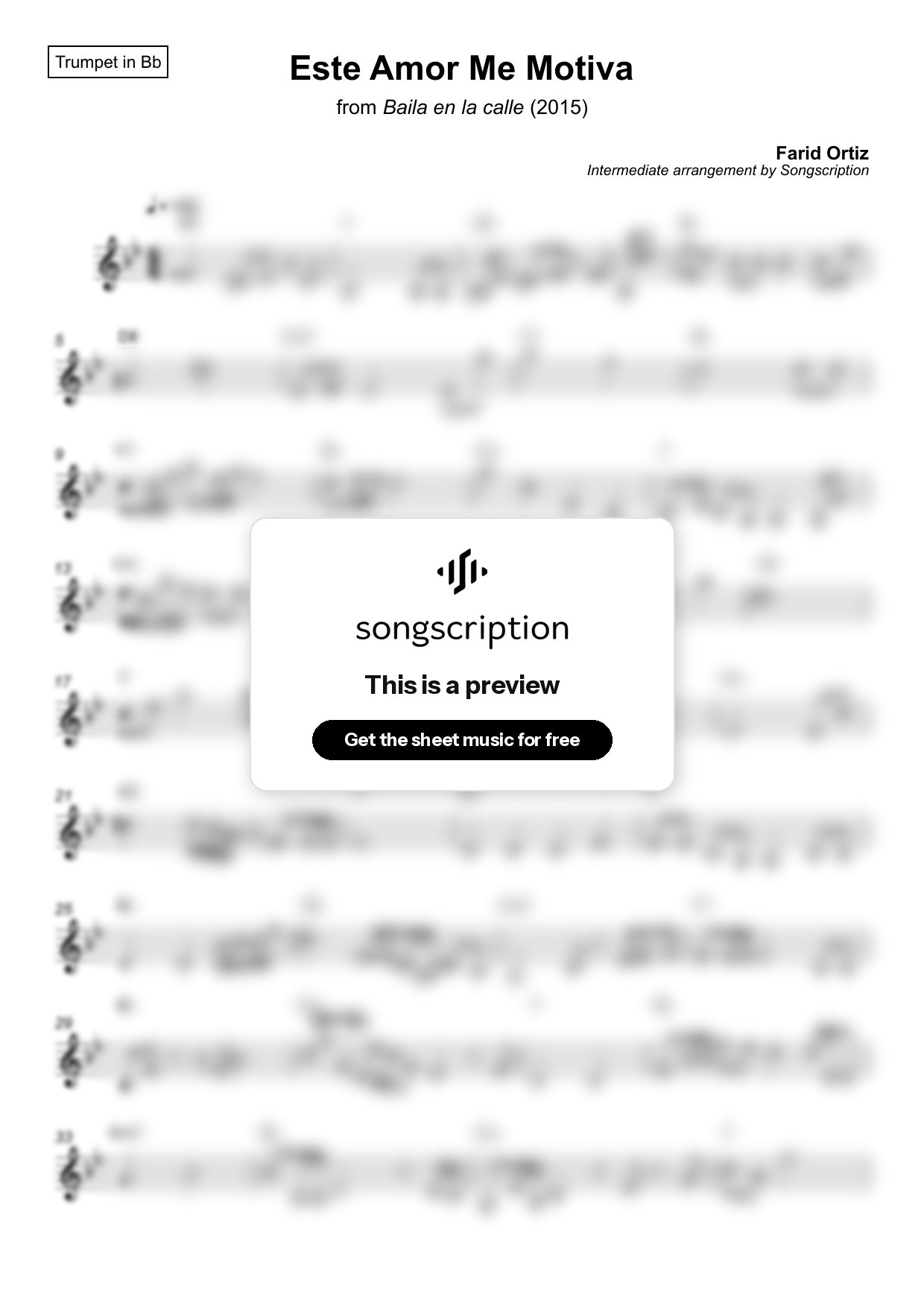 Intermediate Trumpet Sheet Music for "Este Amor Me Motiva" by Farid Ortiz
