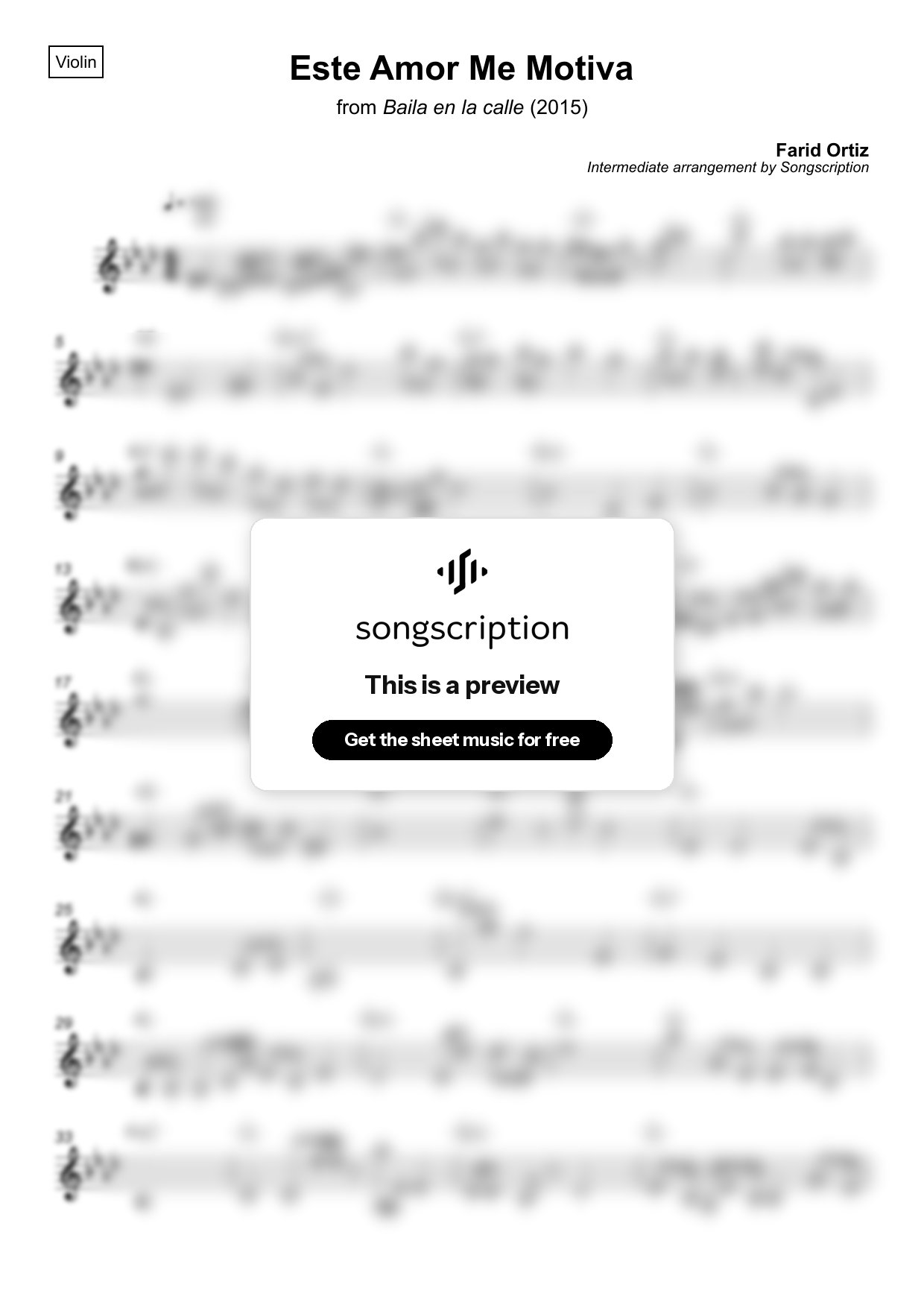 Intermediate Violin Sheet Music for "Este Amor Me Motiva" by Farid Ortiz